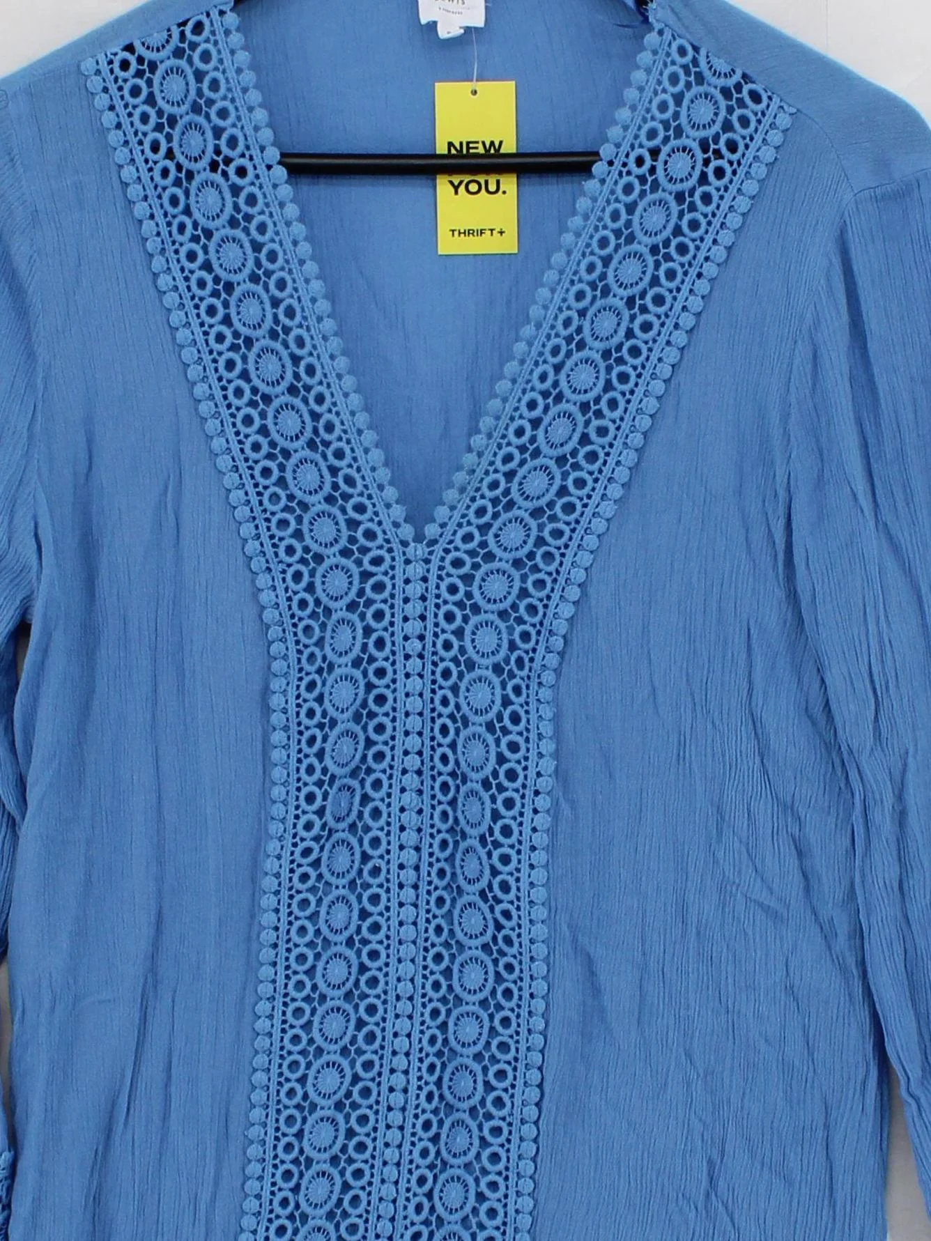 John Lewis Women's Top S Blue 100% Viscose 3/4 Sleeve V-Neck Tunic - Image 3