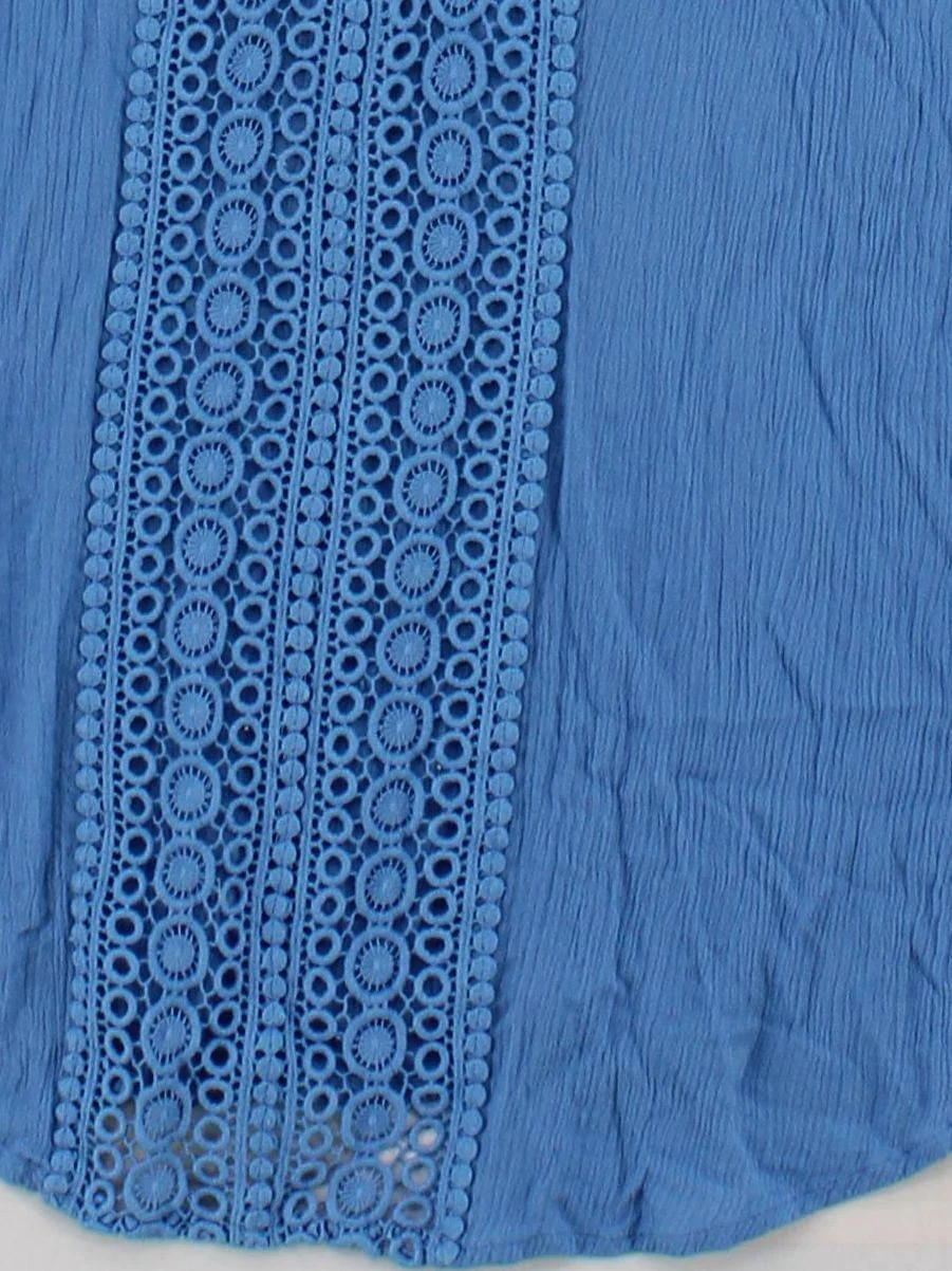 John Lewis Women's Top S Blue 100% Viscose 3/4 Sleeve V-Neck Tunic - Image 4