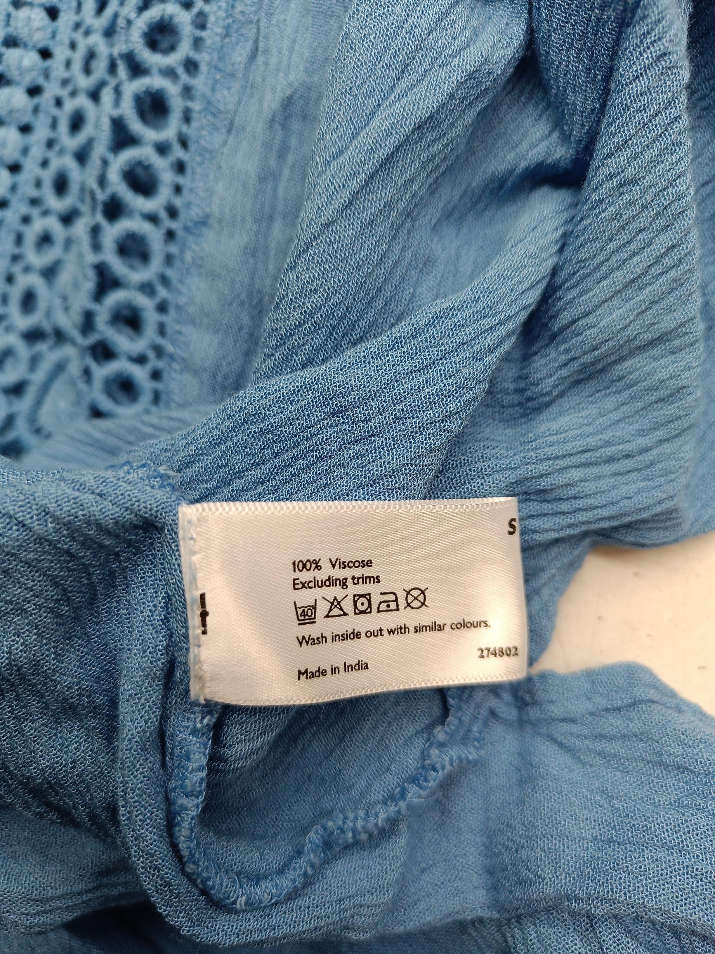 John Lewis Women's Top S Blue 100% Viscose 3/4 Sleeve V-Neck Tunic - Image 6