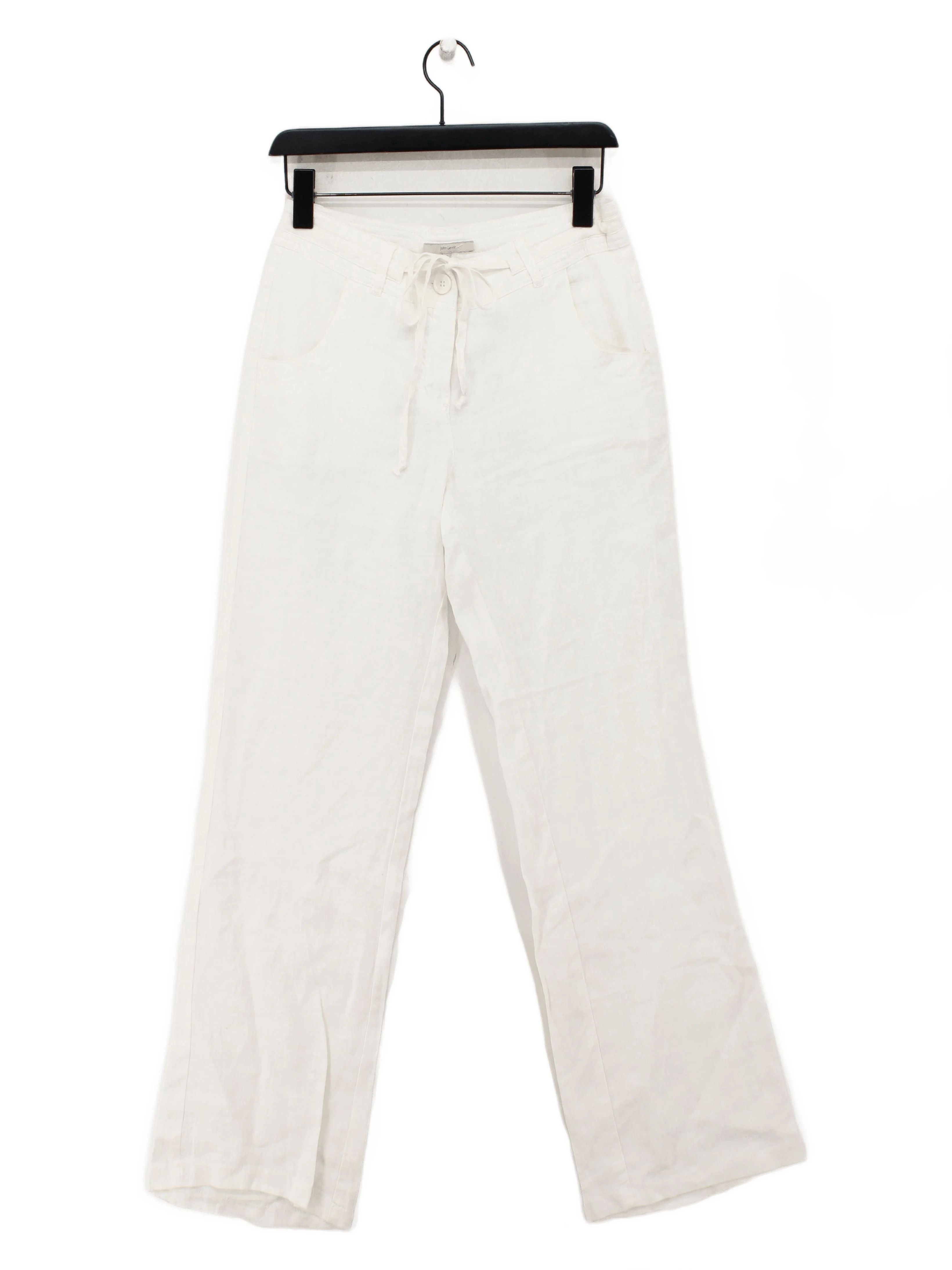 John Lewis Women's Trousers UK 10 Cream Linen with Cotton Straight Chino