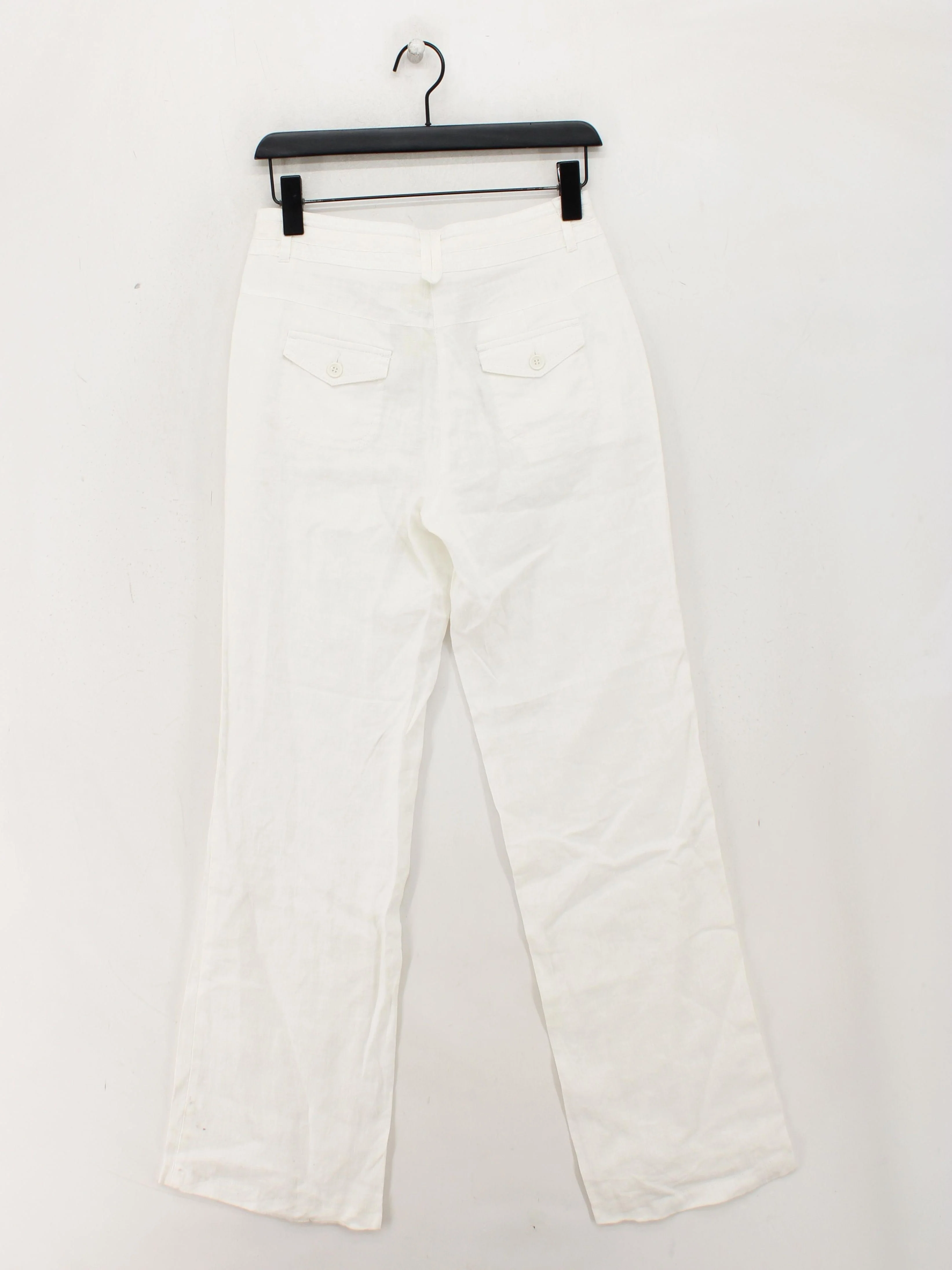 John Lewis Women's Trousers UK 10 Cream Linen with Cotton Straight Chino - Image 2