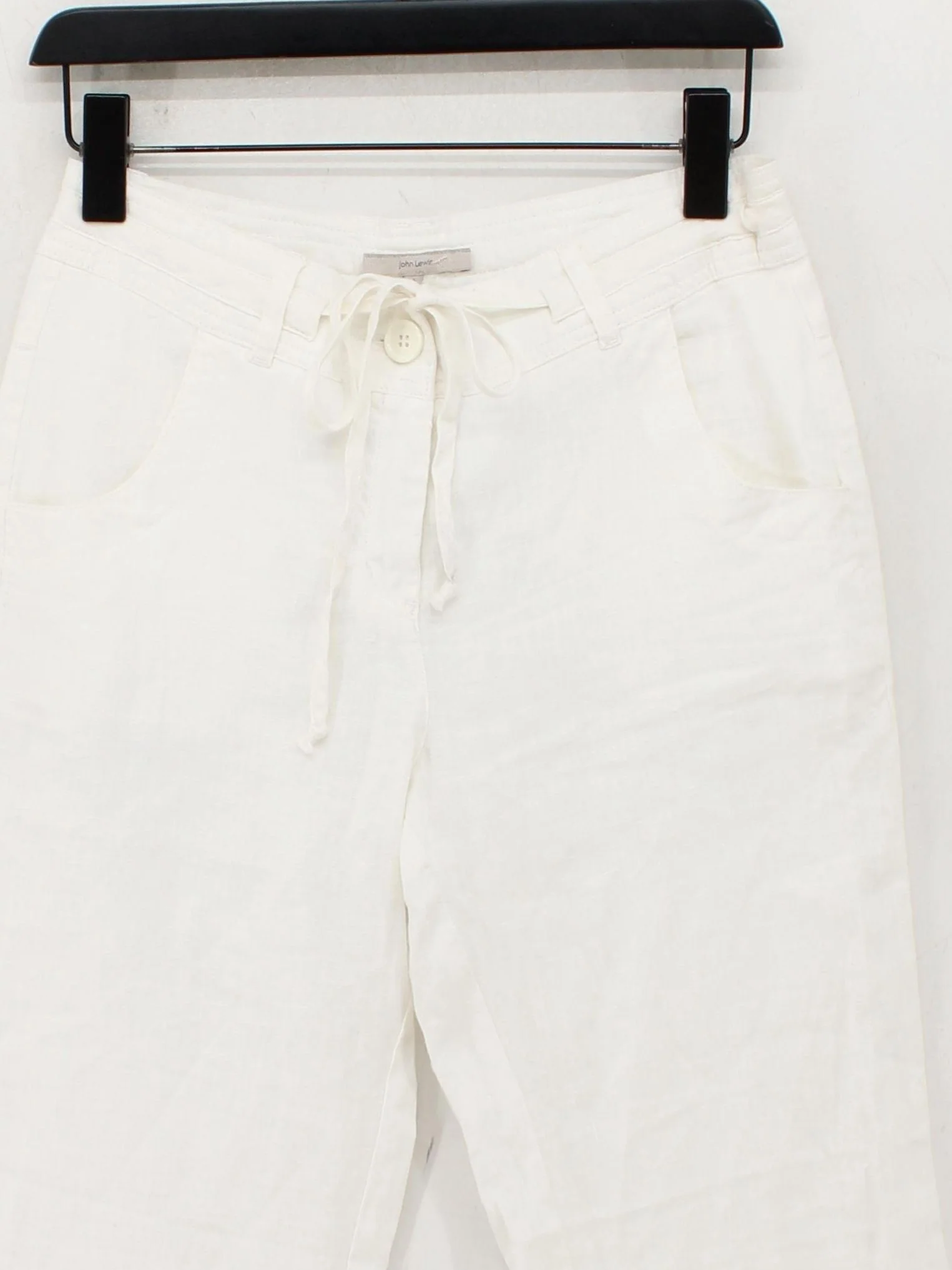 John Lewis Women's Trousers UK 10 Cream Linen with Cotton Straight Chino - Image 3