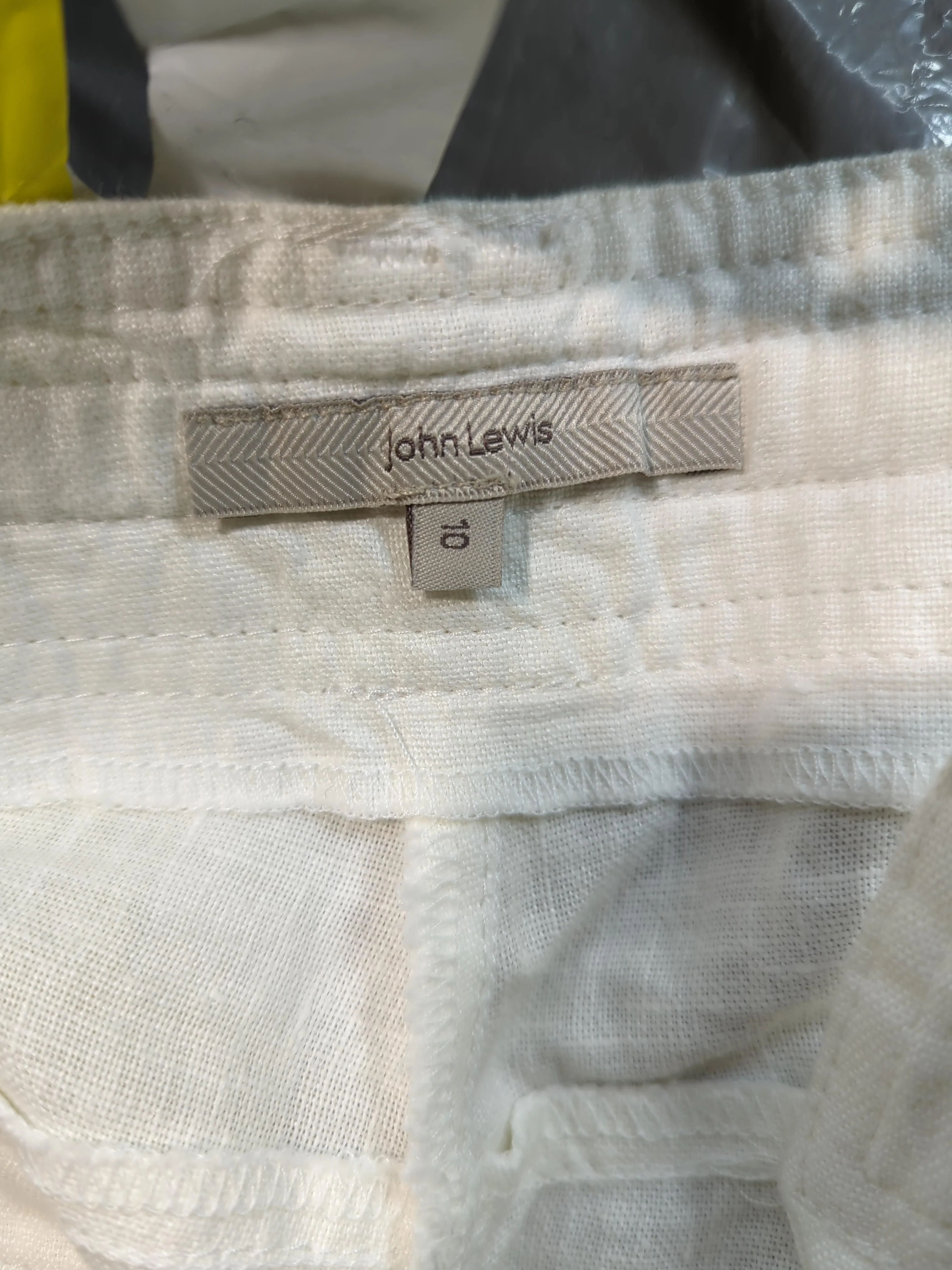 John Lewis Women's Trousers UK 10 Cream Linen with Cotton Straight Chino - Image 5