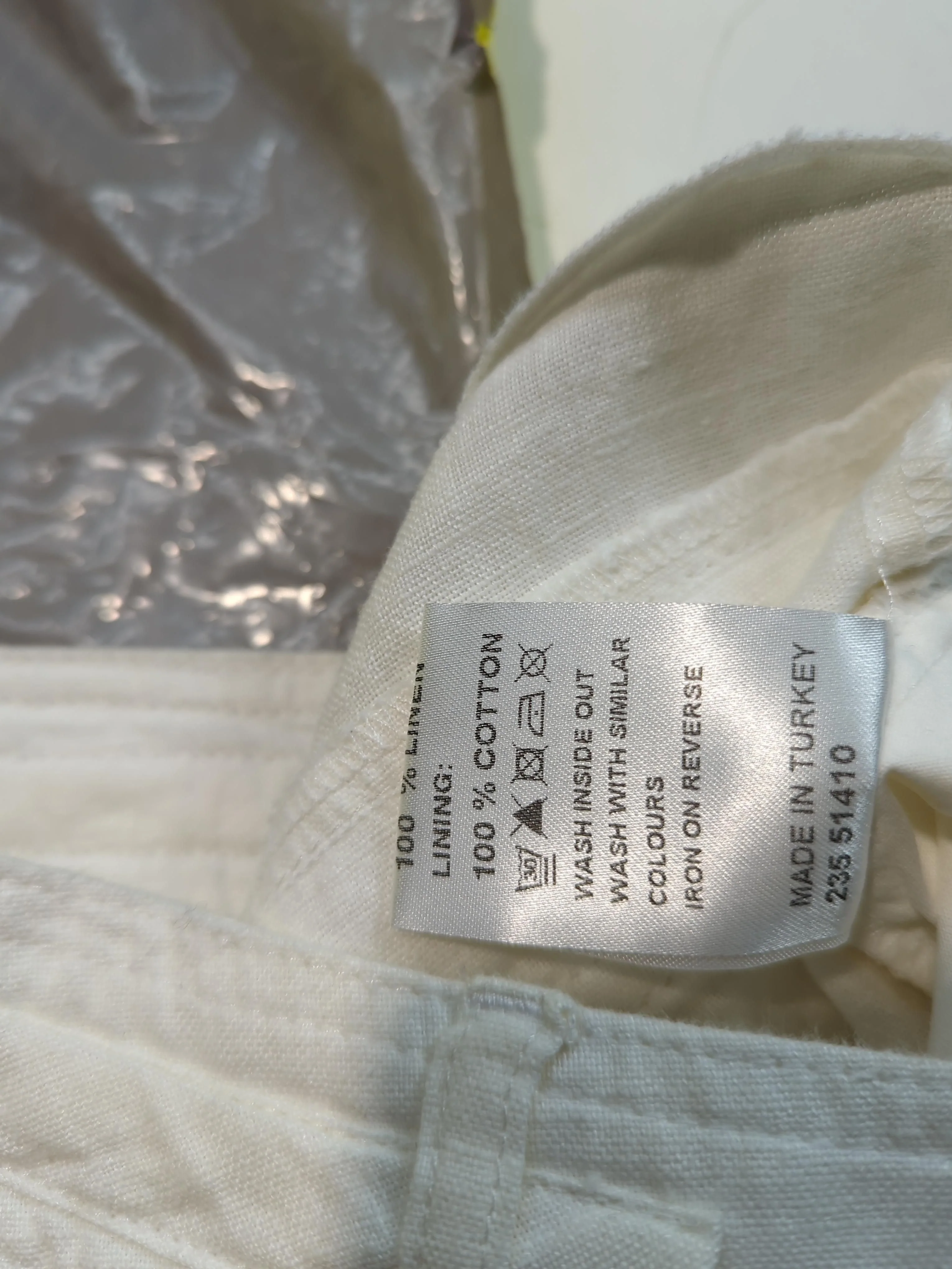 John Lewis Women's Trousers UK 10 Cream Linen with Cotton Straight Chino - Image 6