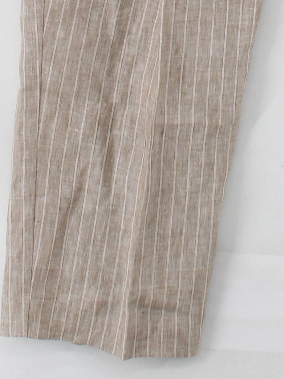 John Lewis Women's Trousers UK 12 Brown Striped 100% Linen Tapered Chino - Image 4