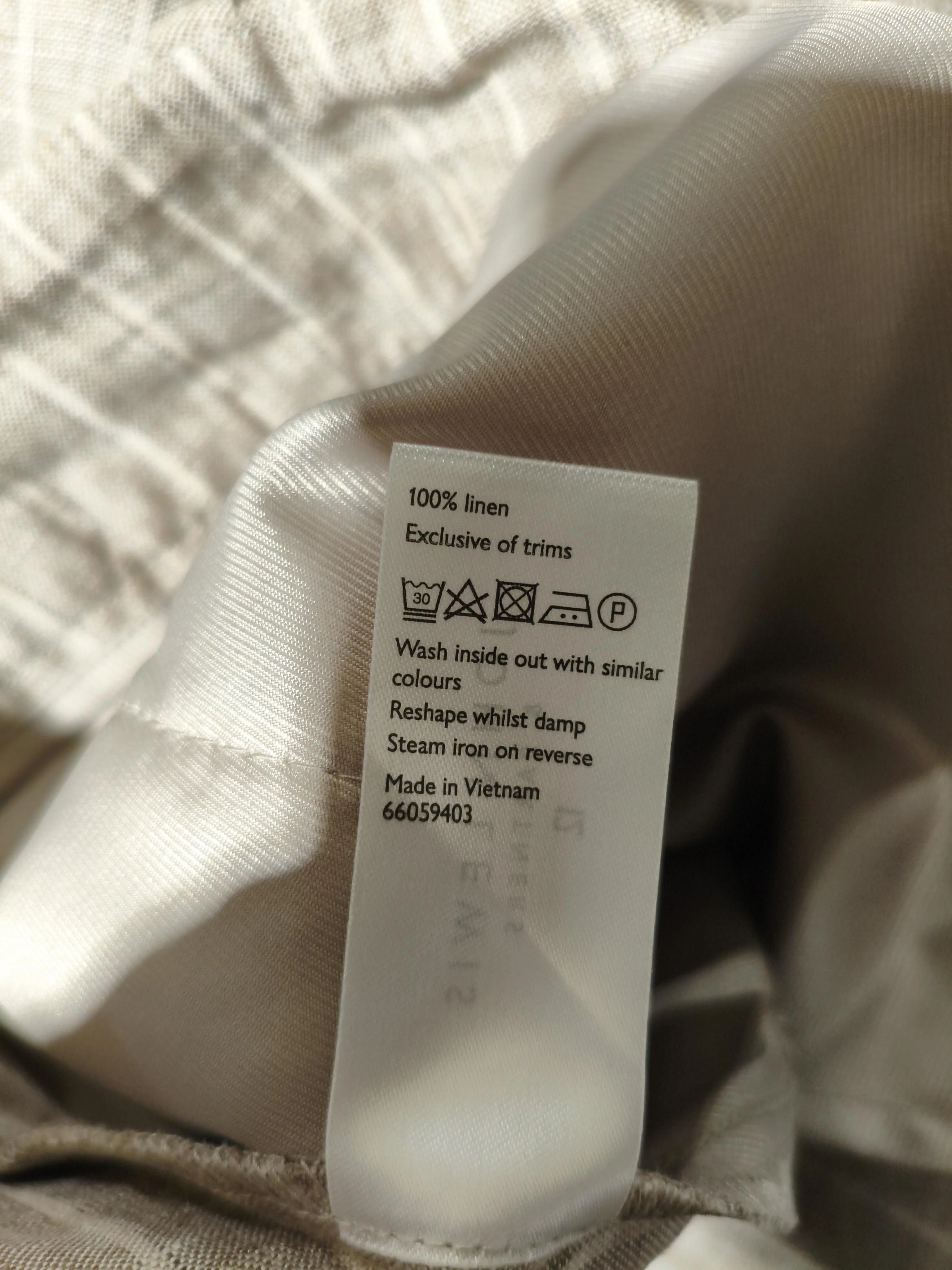 John Lewis Women's Trousers UK 12 Brown Striped 100% Linen Tapered Chino - Image 6