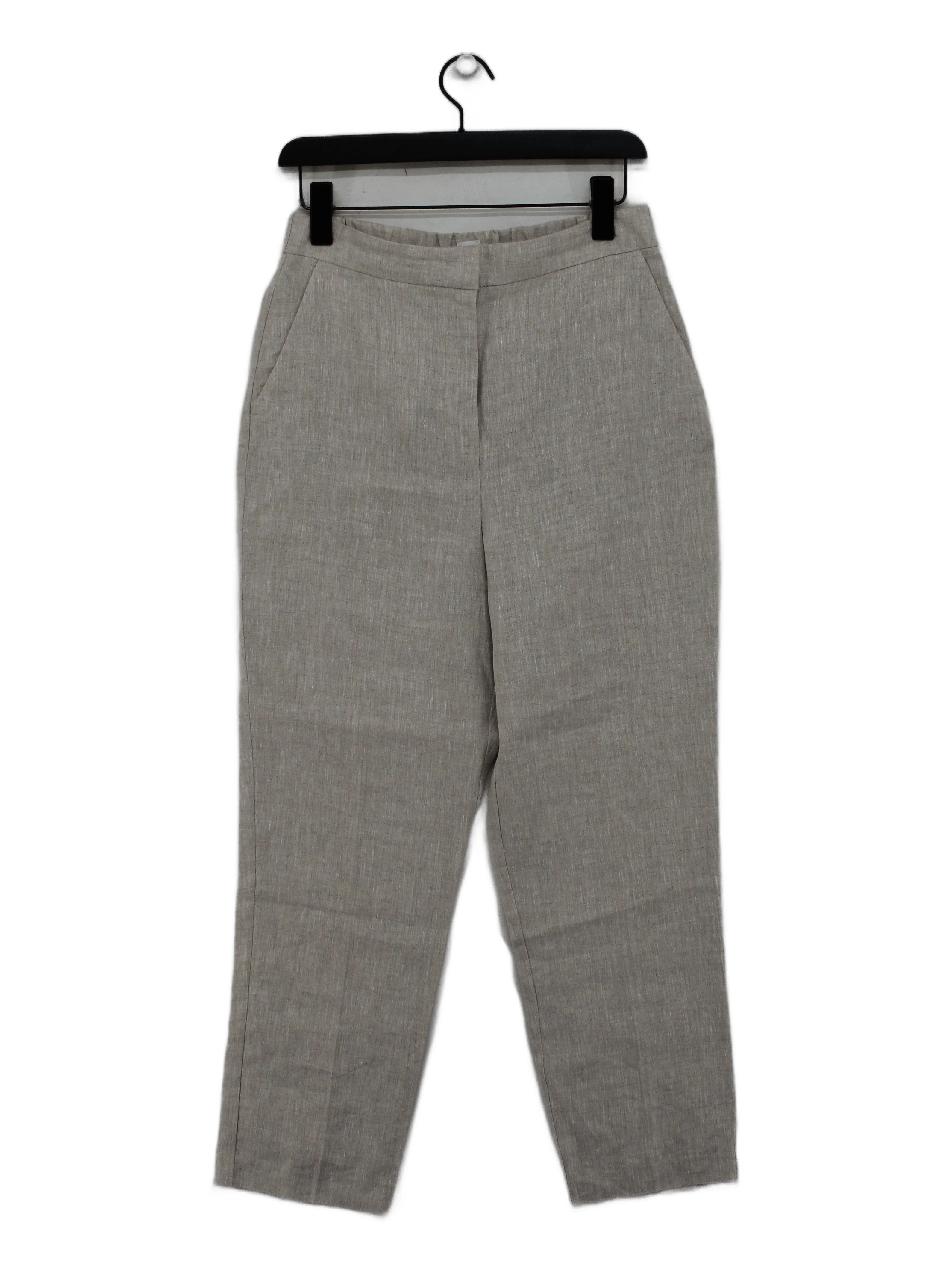 John Lewis Women's Trousers UK 12 Cream 100% Linen Straight Chino