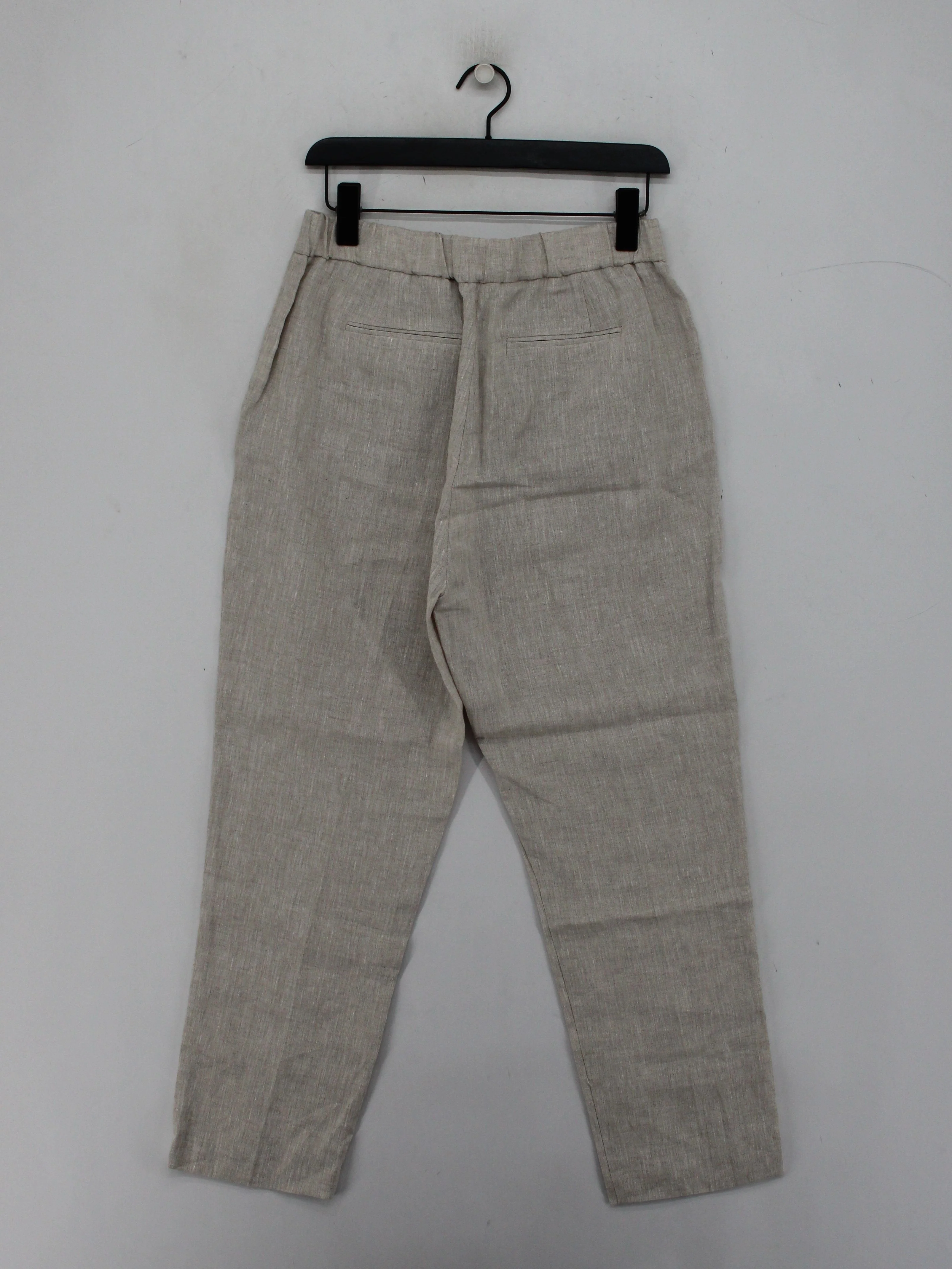John Lewis Women's Trousers UK 12 Cream 100% Linen Straight Chino - Image 2