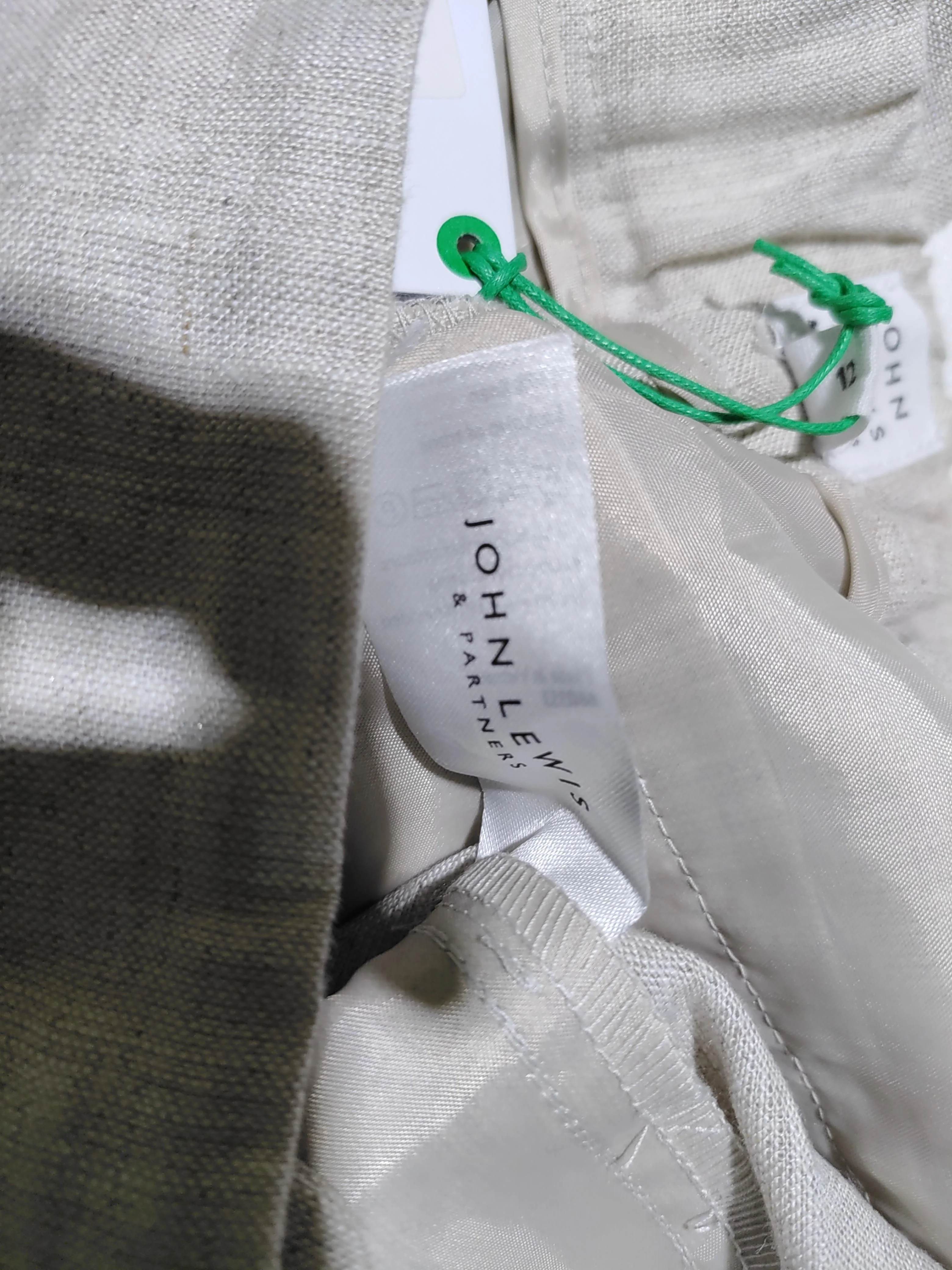 John Lewis Women's Trousers UK 12 Cream 100% Linen Straight Chino - Image 6
