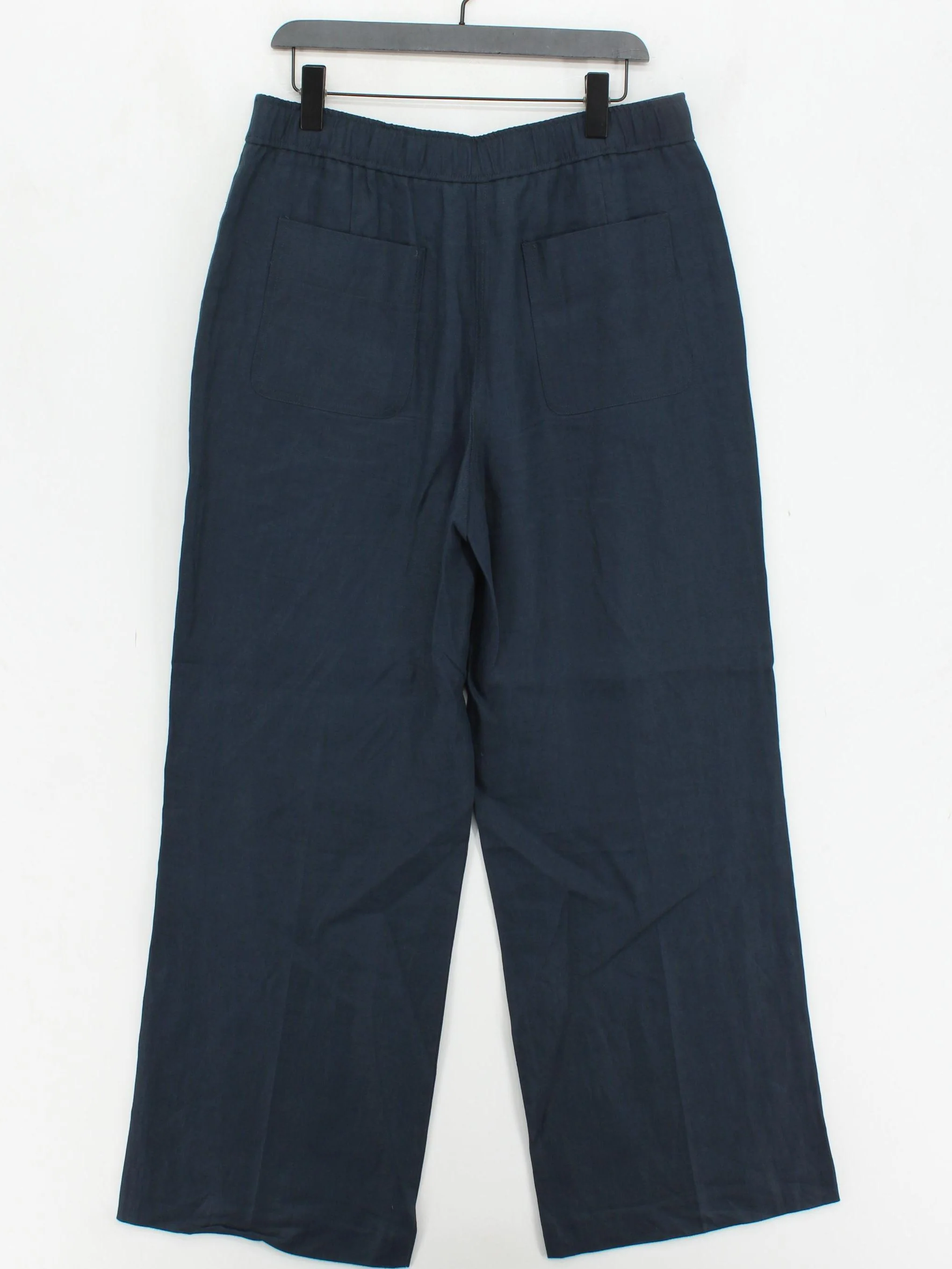 John Lewis Women's Trousers UK 14 Blue 100% Linen Wide-Leg Capri - Image 2