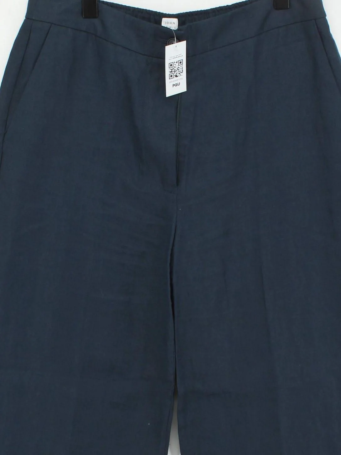 John Lewis Women's Trousers UK 14 Blue 100% Linen Wide-Leg Capri - Image 3