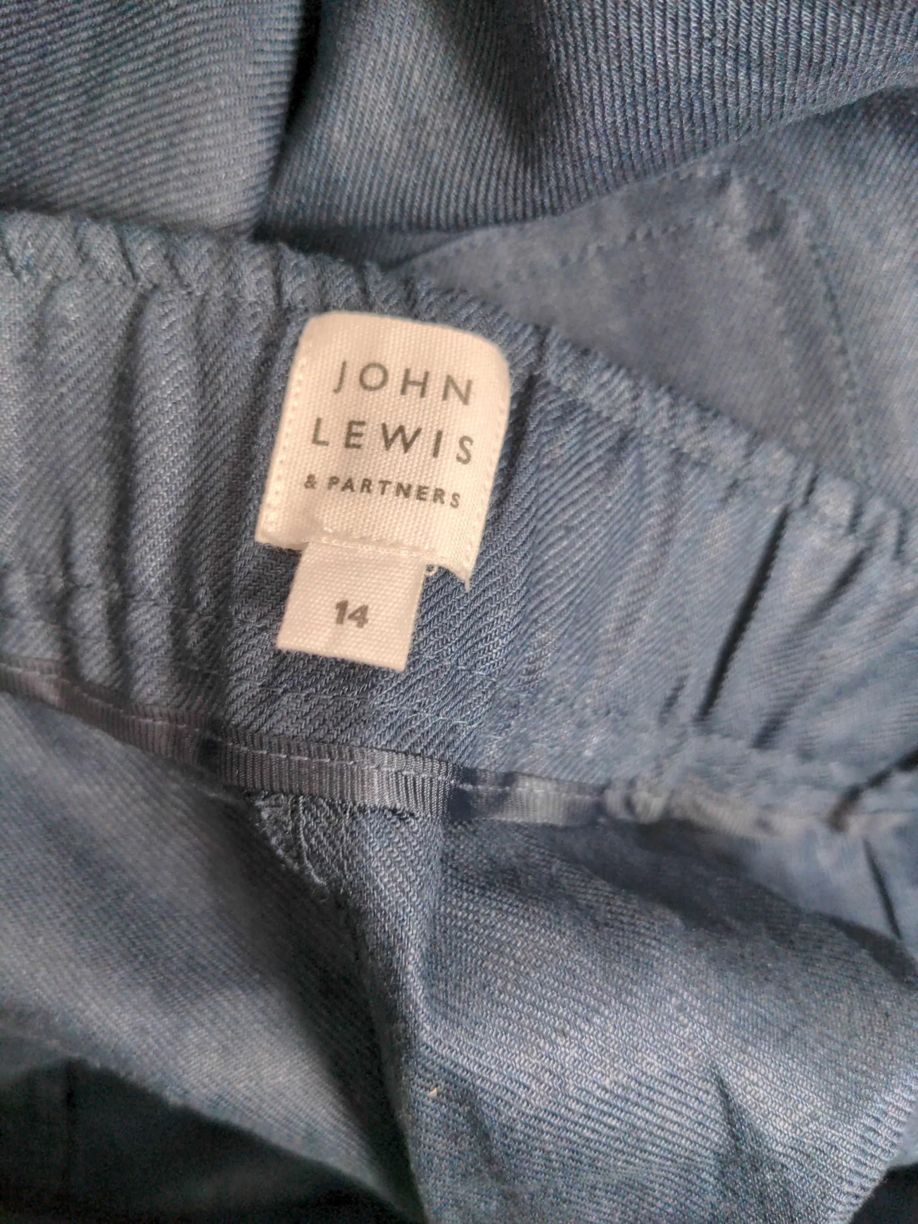 John Lewis Women's Trousers UK 14 Blue 100% Linen Wide-Leg Capri - Image 5