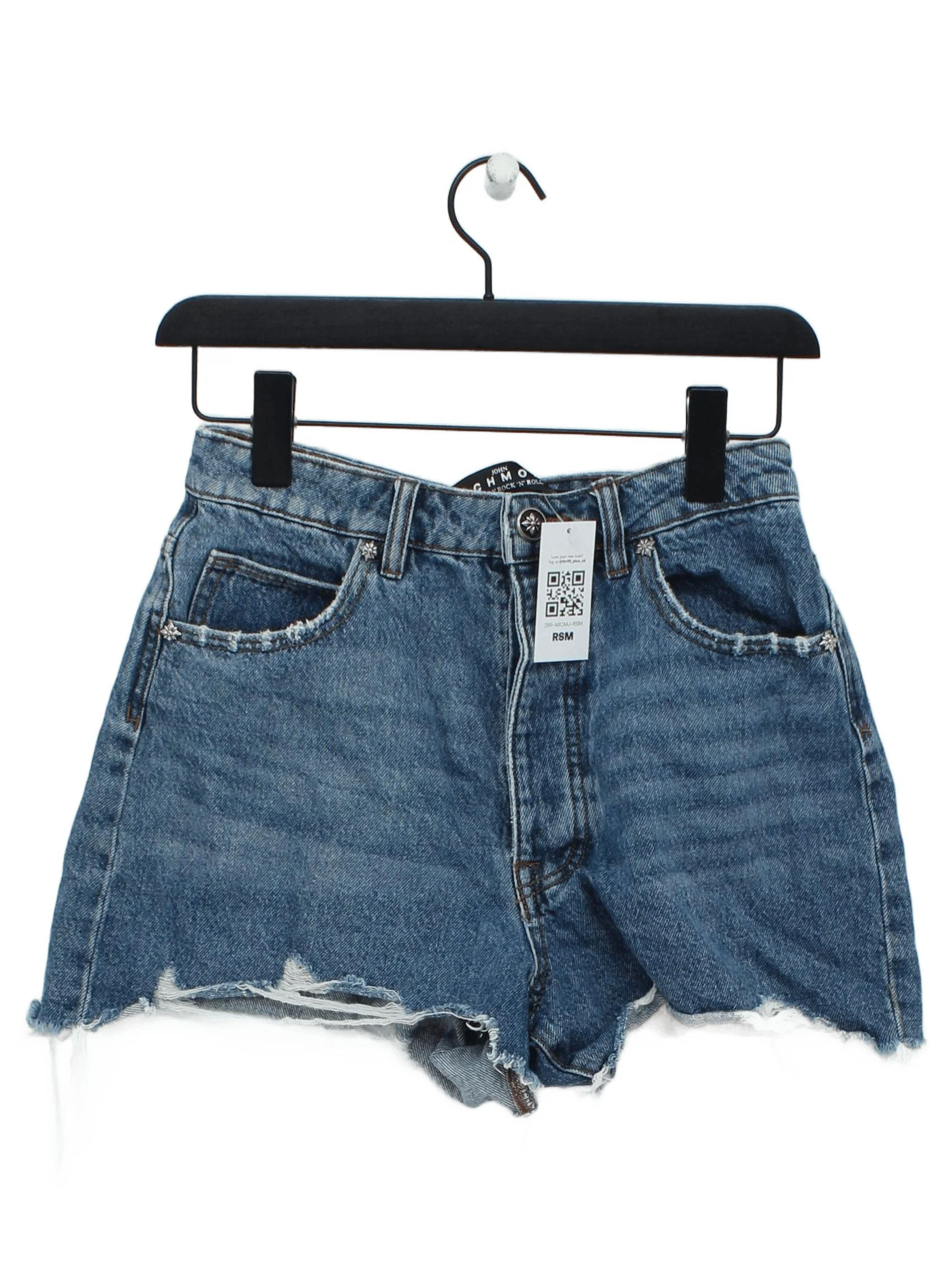 John Richmond Women's Shorts UK 12 Blue 100% Cotton Cut-Off
