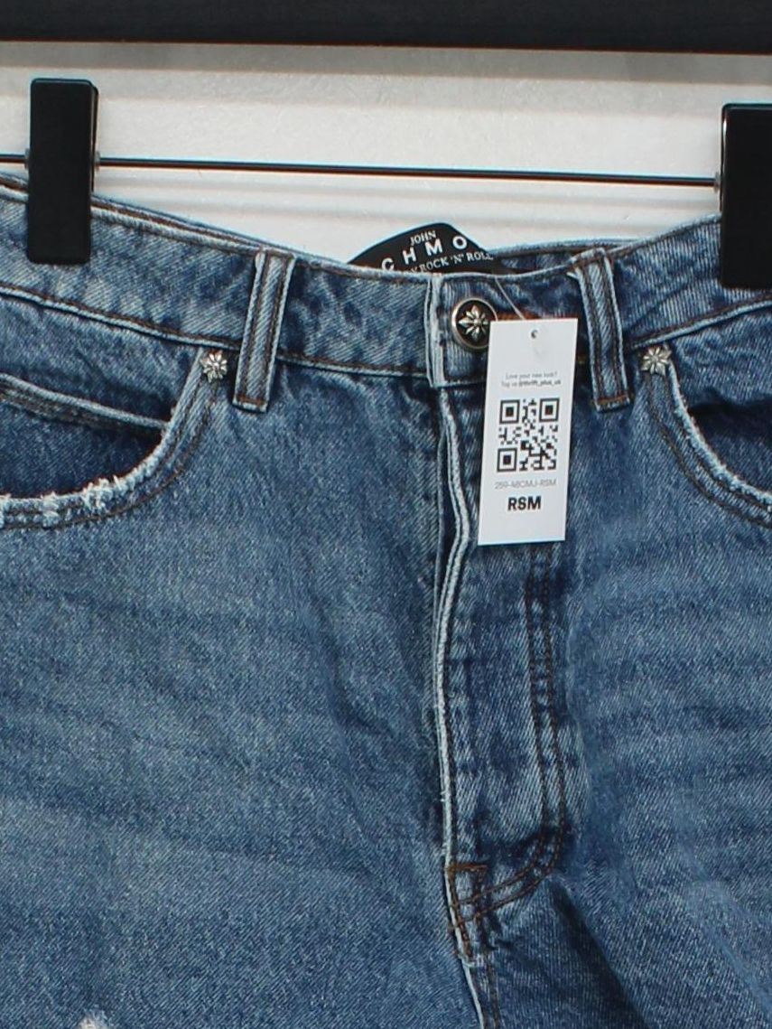 John Richmond Women's Shorts UK 12 Blue 100% Cotton Cut-Off - Image 3