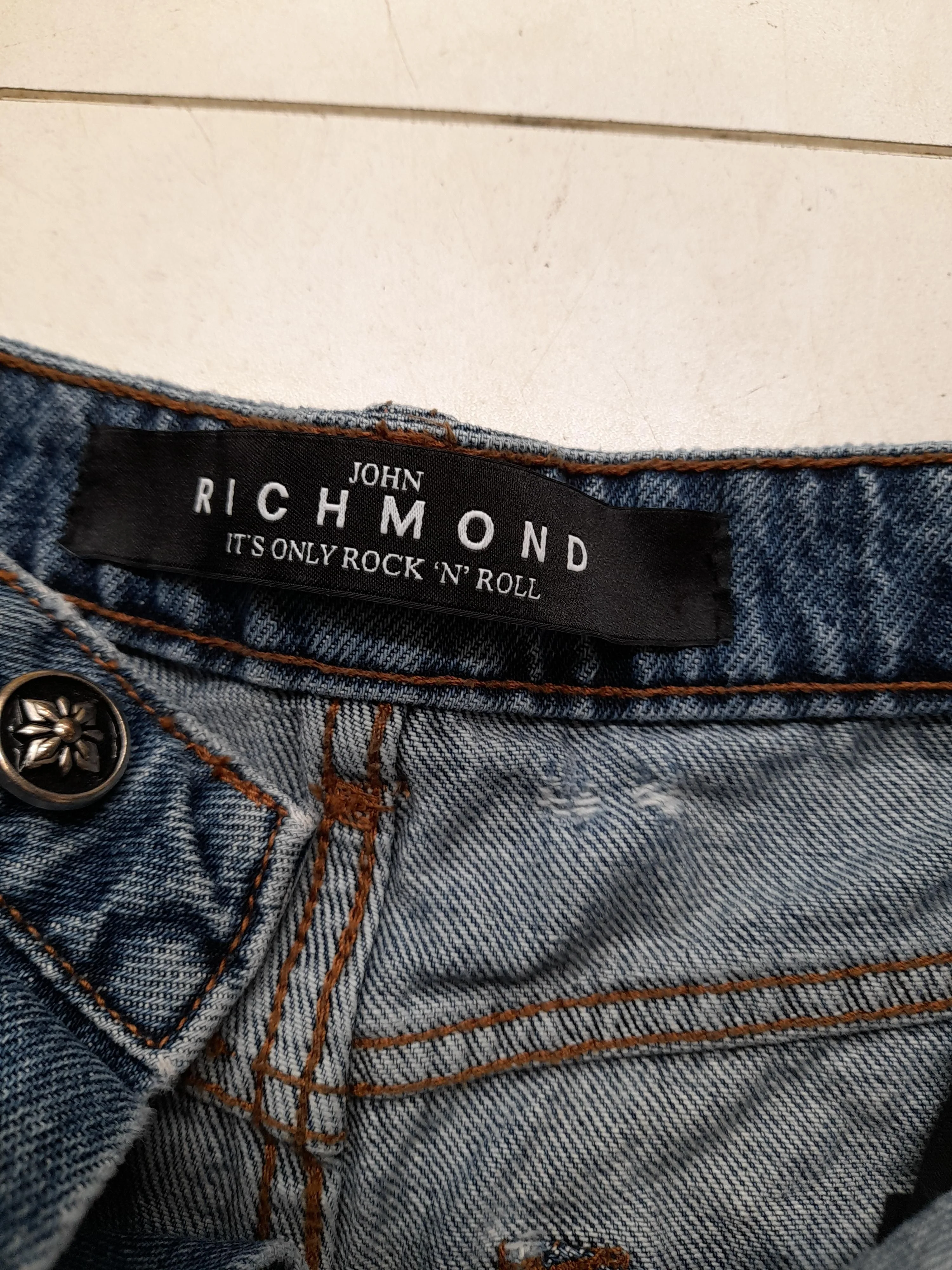 John Richmond Women's Shorts UK 12 Blue 100% Cotton Cut-Off - Image 5
