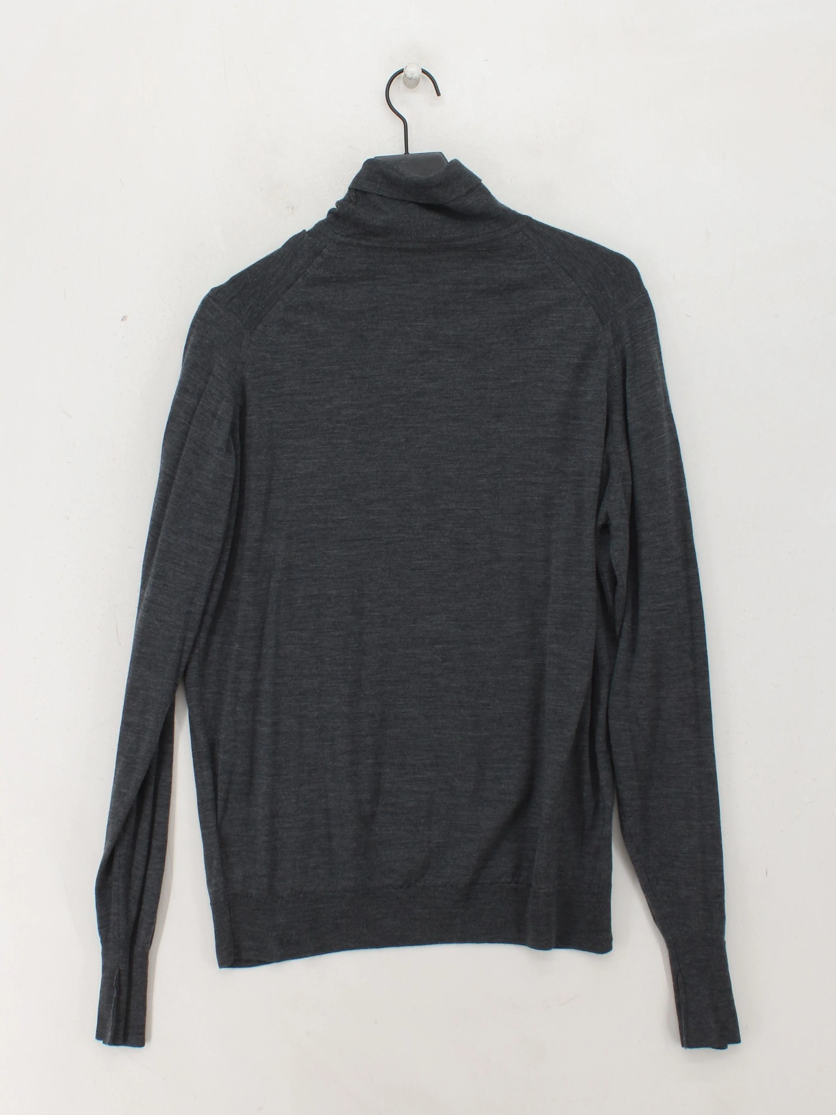John Smedley Men's Jumper L Grey 100% Wool Roll Neck Pullover - Image 2