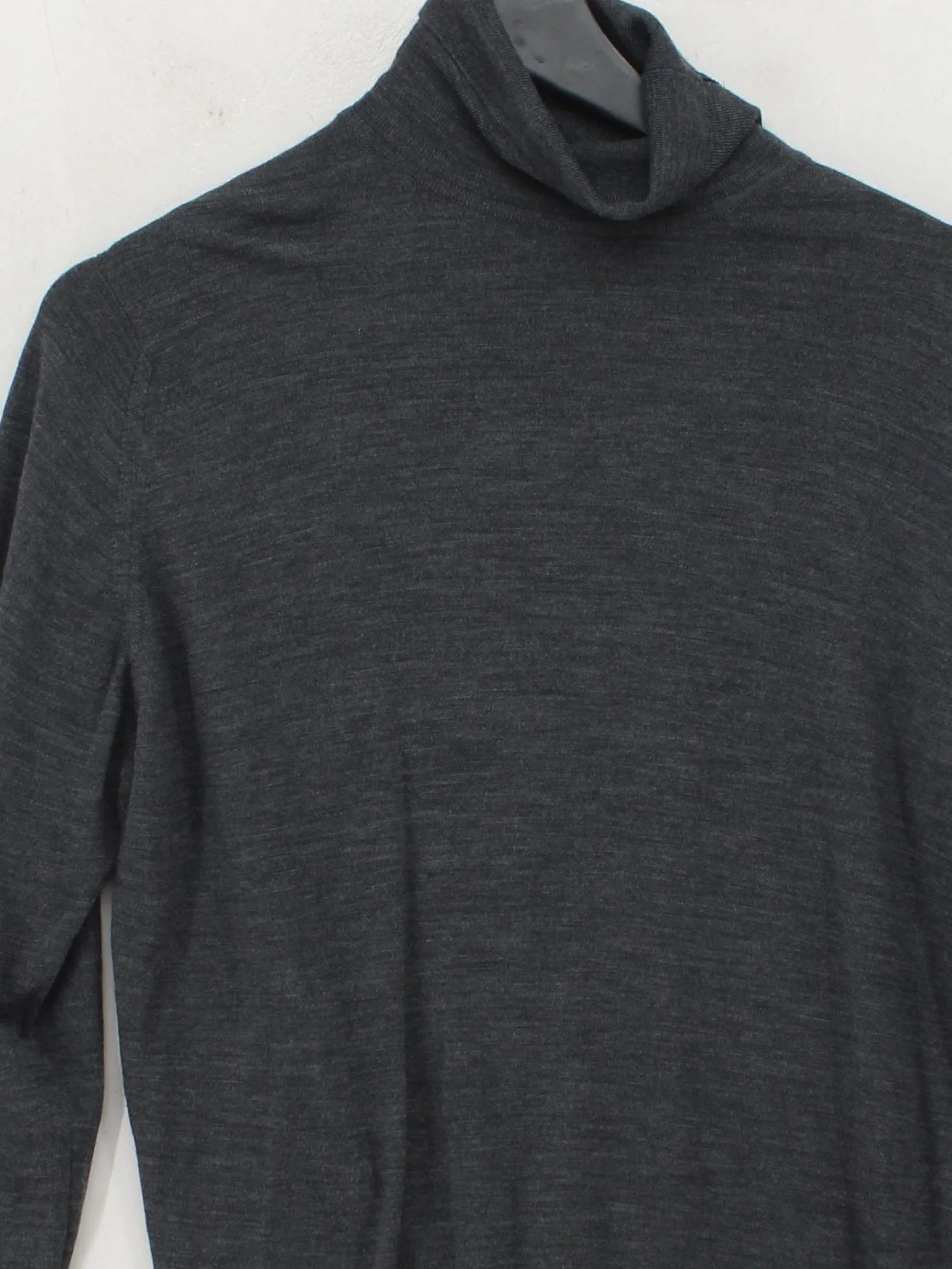 John Smedley Men's Jumper L Grey 100% Wool Roll Neck Pullover - Image 3