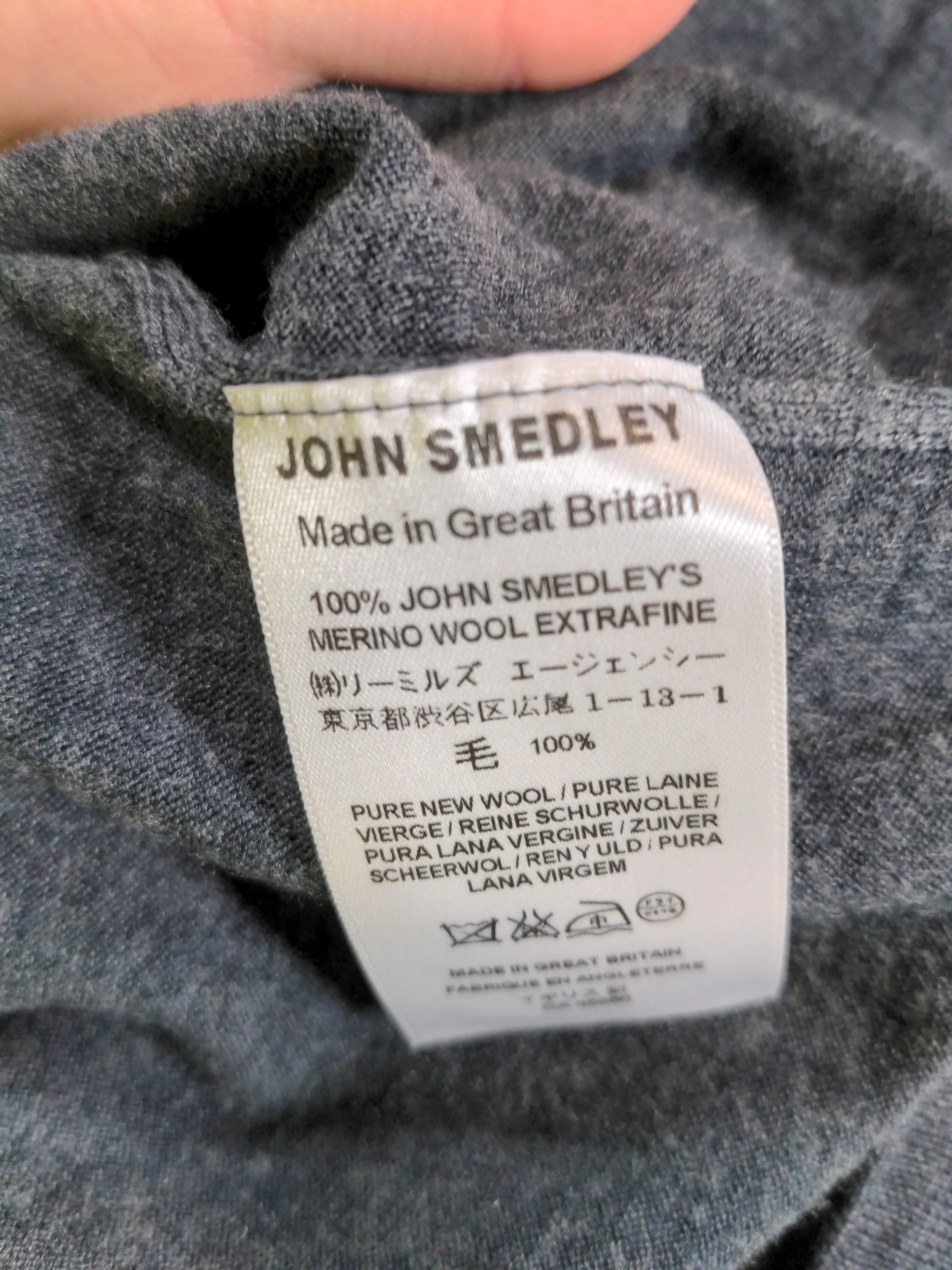 John Smedley Men's Jumper L Grey 100% Wool Roll Neck Pullover - Image 5