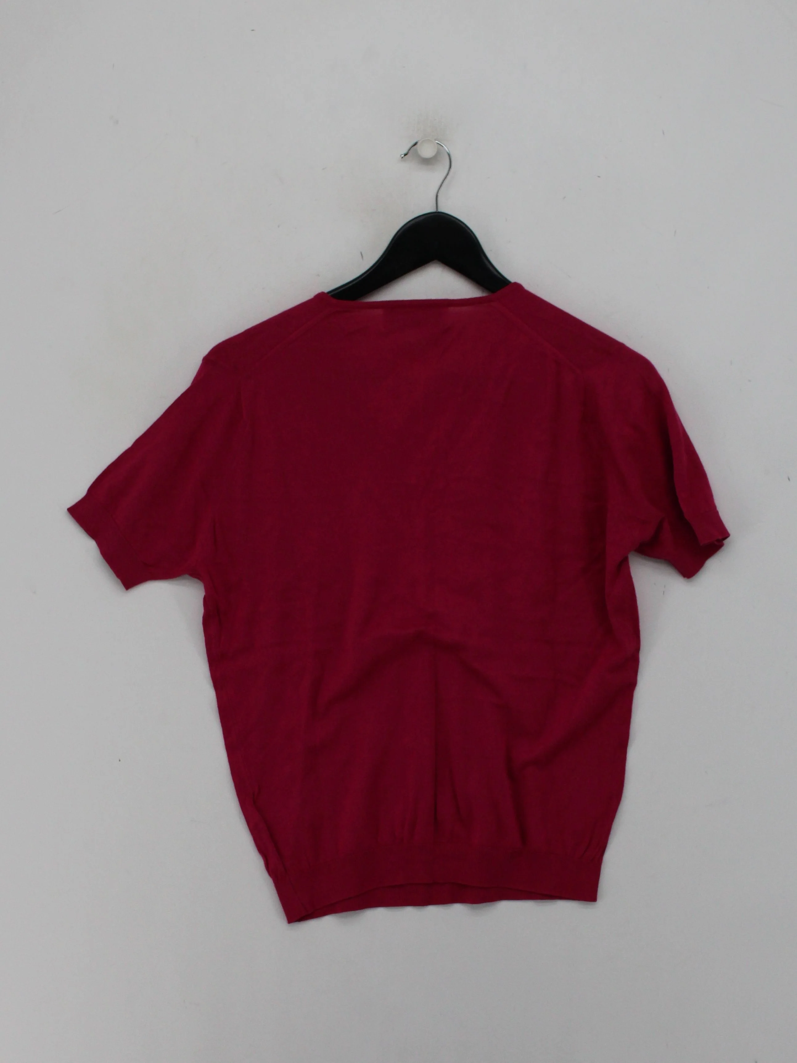 John Smedley Men's Jumper M Red 100% Cotton V-Neck Pullover - Image 2