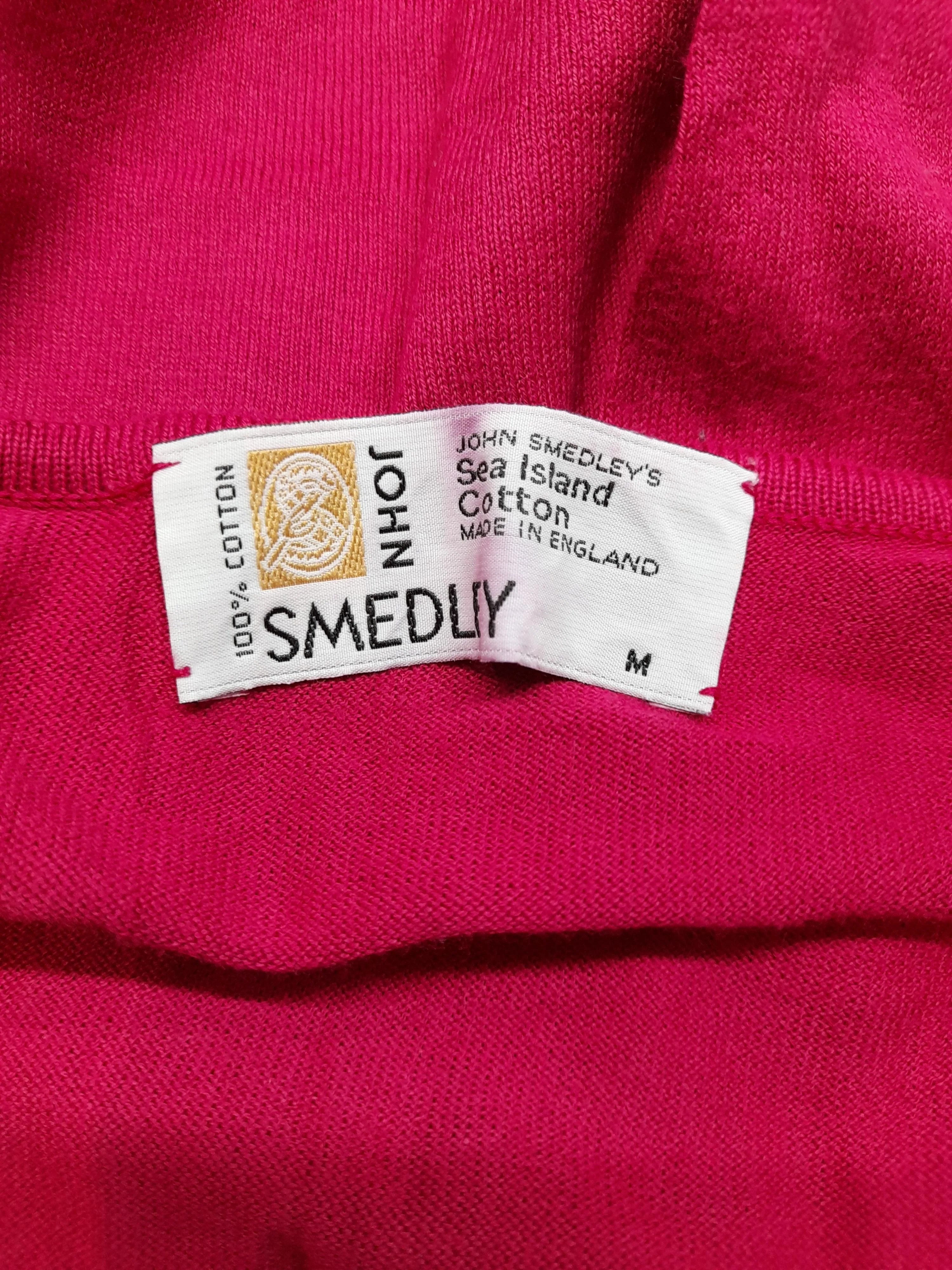 John Smedley Men's Jumper M Red 100% Cotton V-Neck Pullover - Image 5