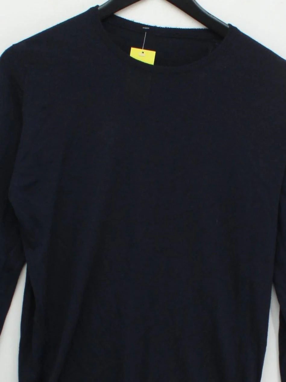 John Smedley Men's Jumper S Blue 100% Wool Round Neck Pullover - Image 3