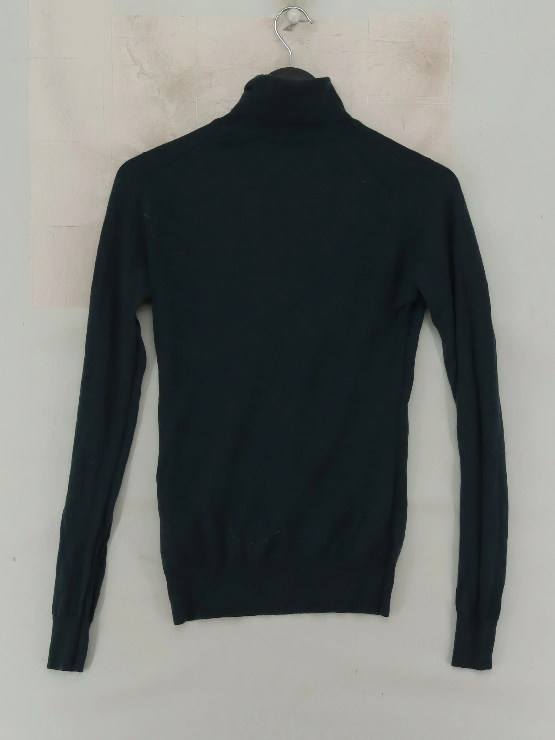 John Smedley Men's Jumper S Green 100% Wool Roll Neck Pullover - Image 2