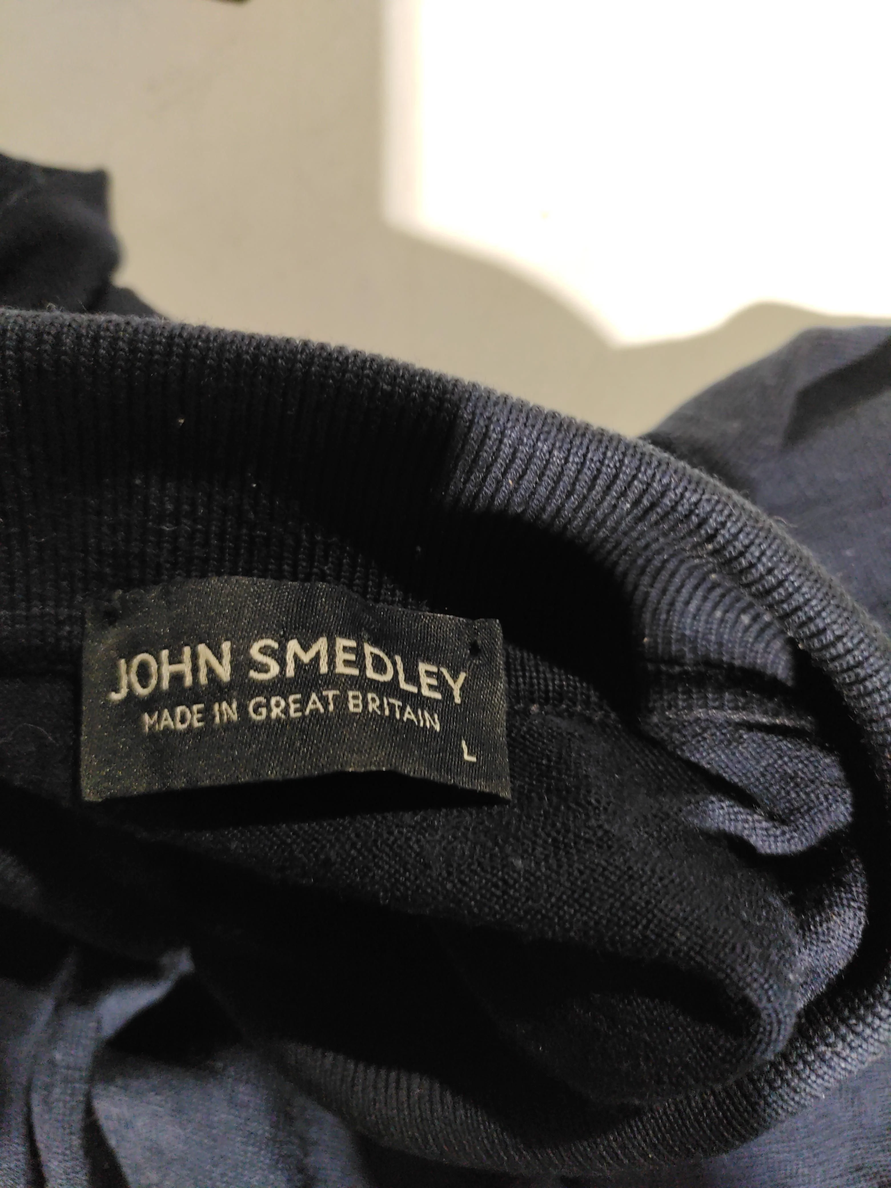 John Smedley Men's Polo L Blue 100% Wool Basic - Image 6