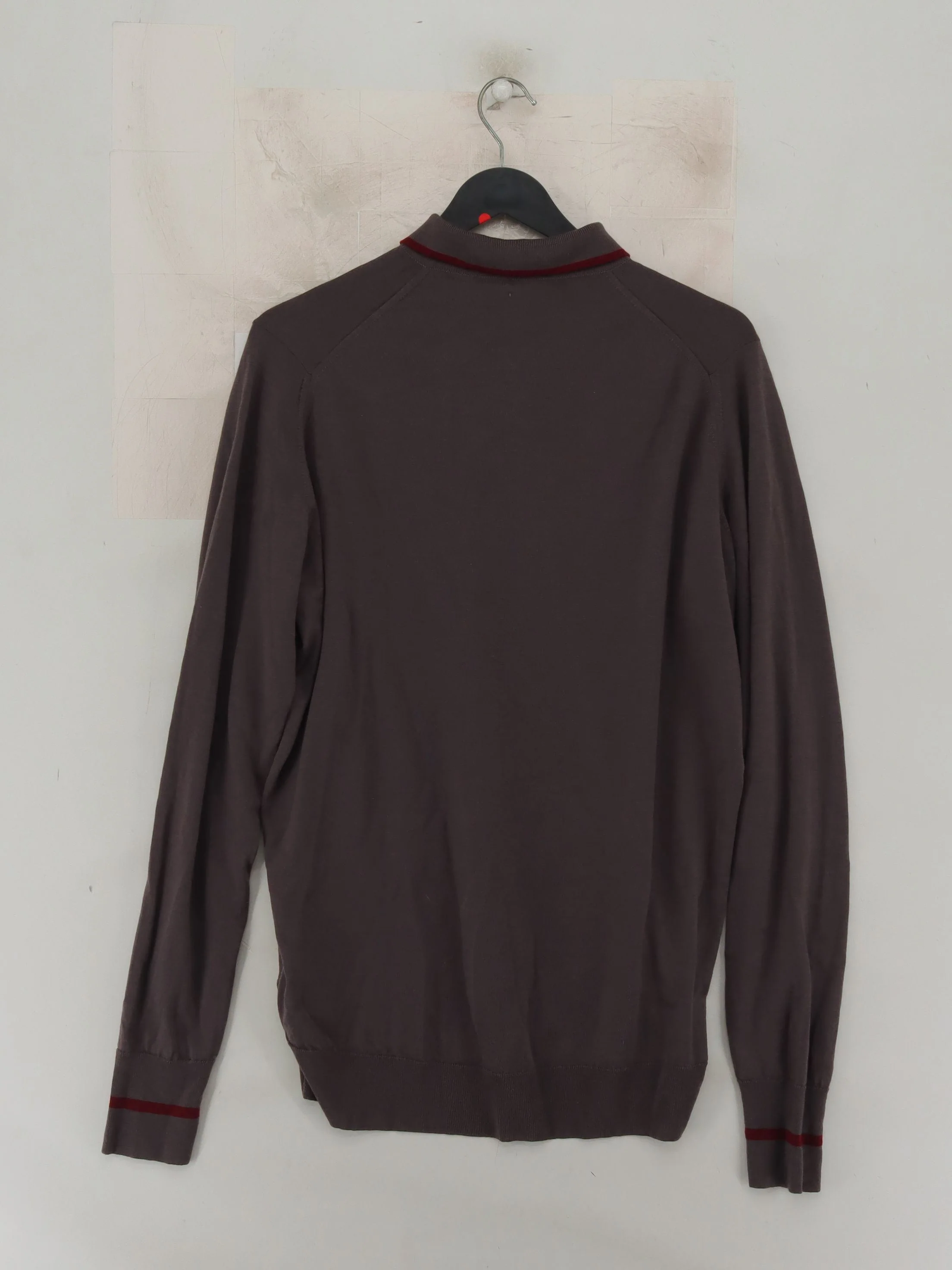John Smedley Men's Polo L Brown 100% Wool Basic - Image 2