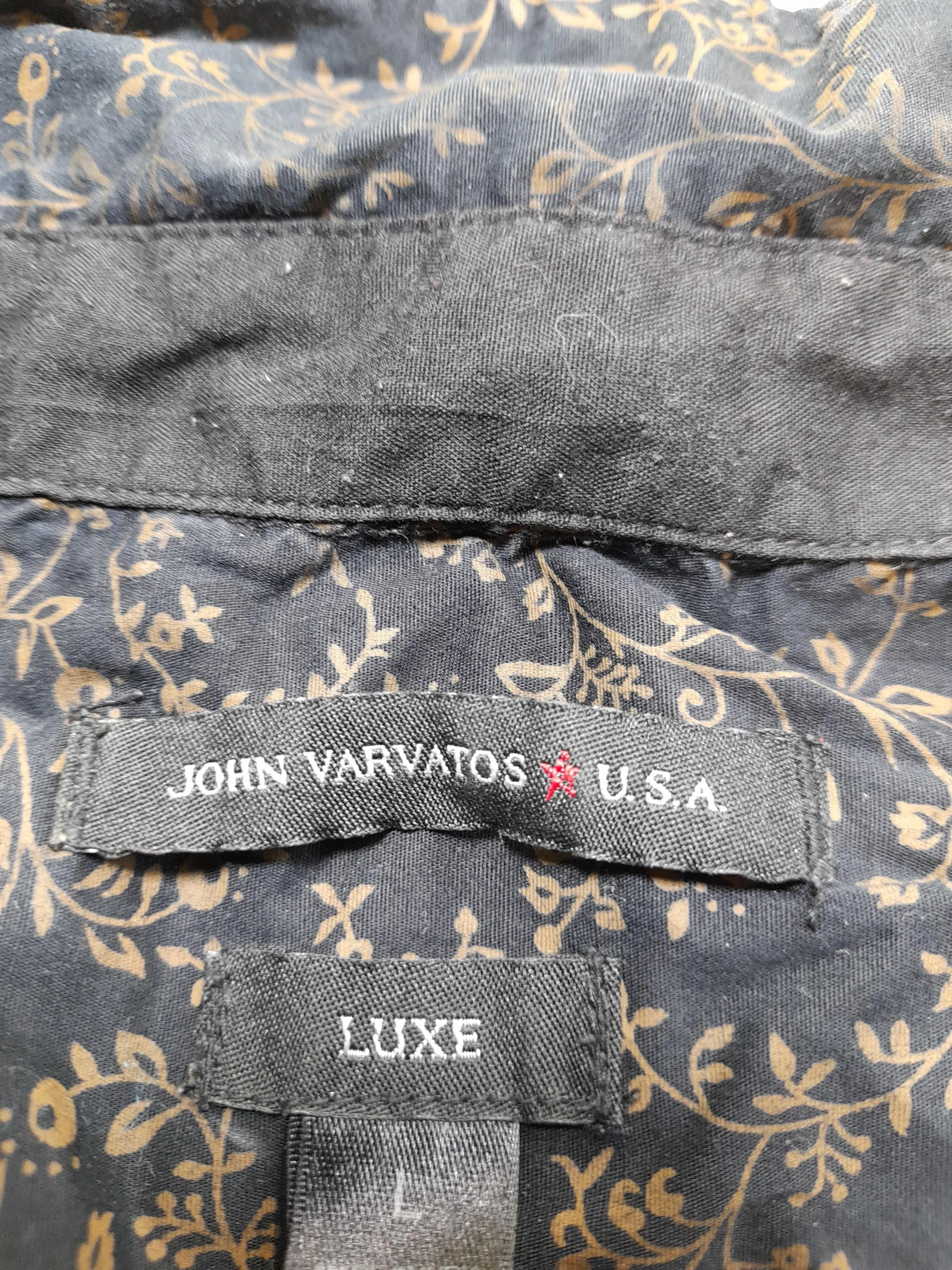 John Varvatos Men's Shirt L Black Floral Cotton with Elastane Basic - Image 5