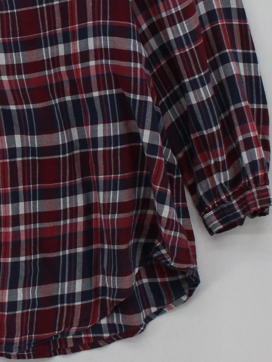 Joie Women's Shirt M Multi Checkered 100% Cotton 3/4 Sleeve V-Neck Basic - Image 4