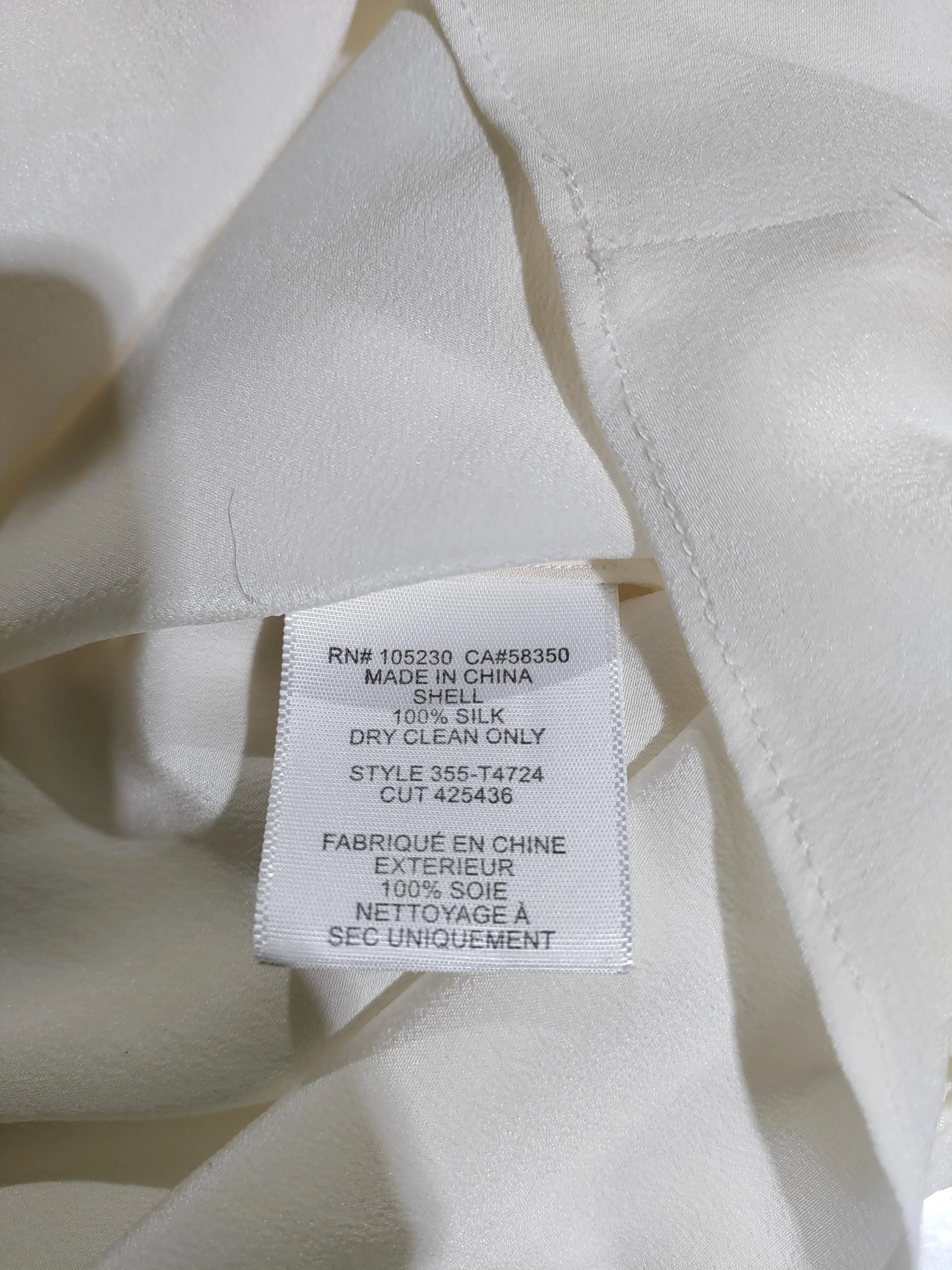 Joie Women's Top S Cream 100% Silk Long Sleeve V-Neck Basic - Image 7