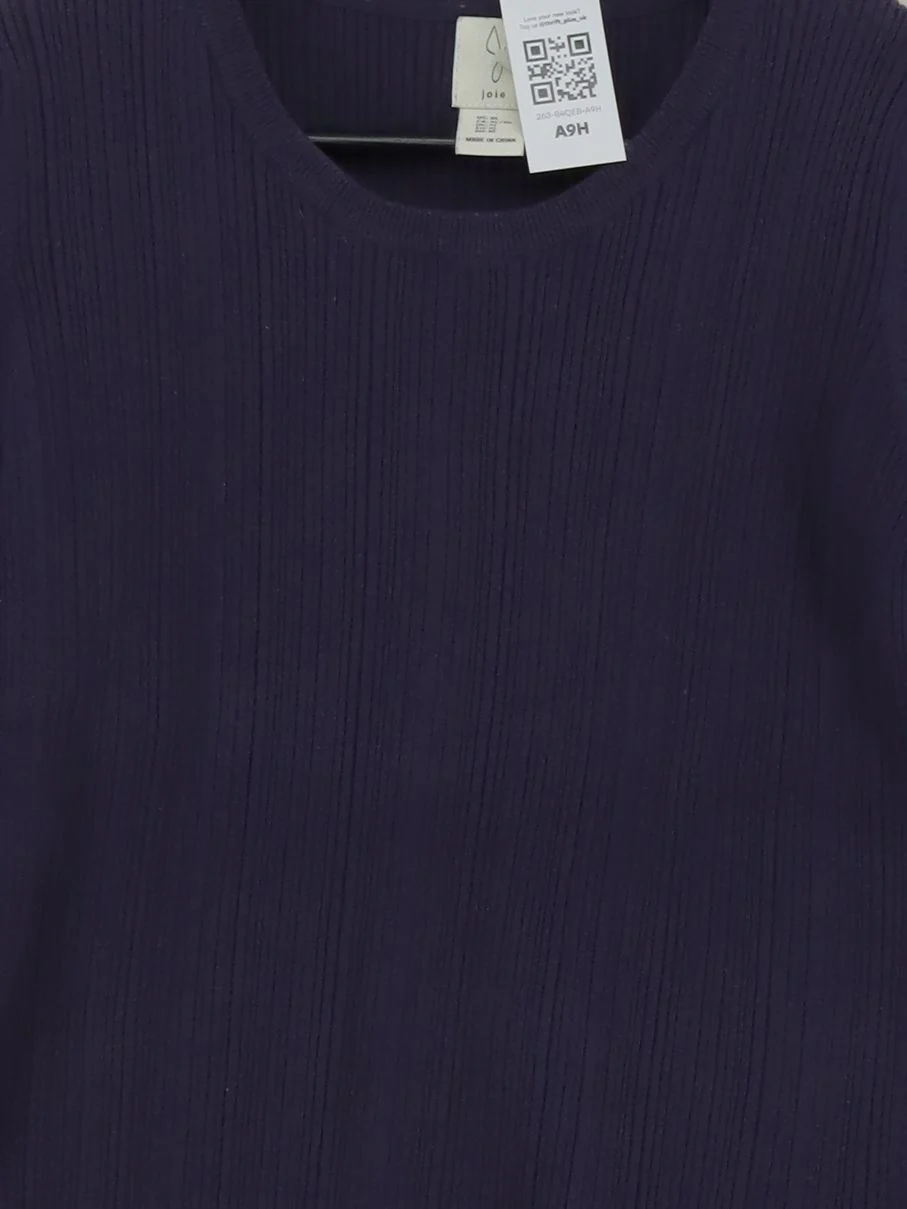 Joie Women's Top XL Purple Cotton with Polyester Short Sleeve Round Neck Basic - Image 3