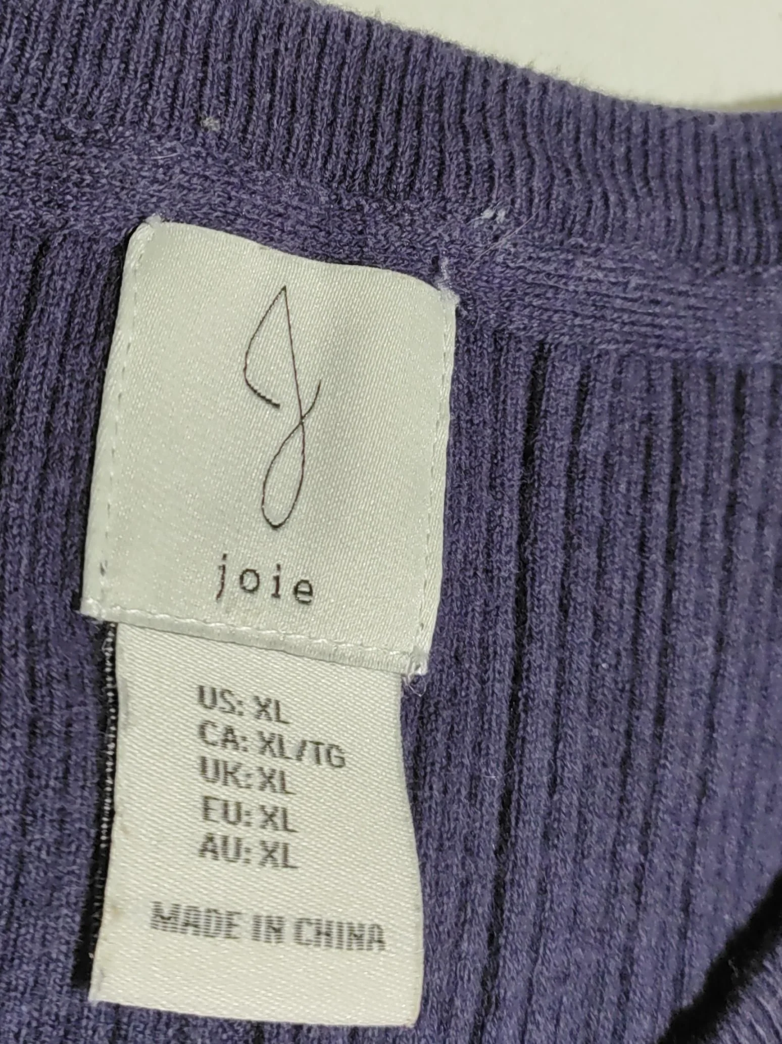 Joie Women's Top XL Purple Cotton with Polyester Short Sleeve Round Neck Basic - Image 5