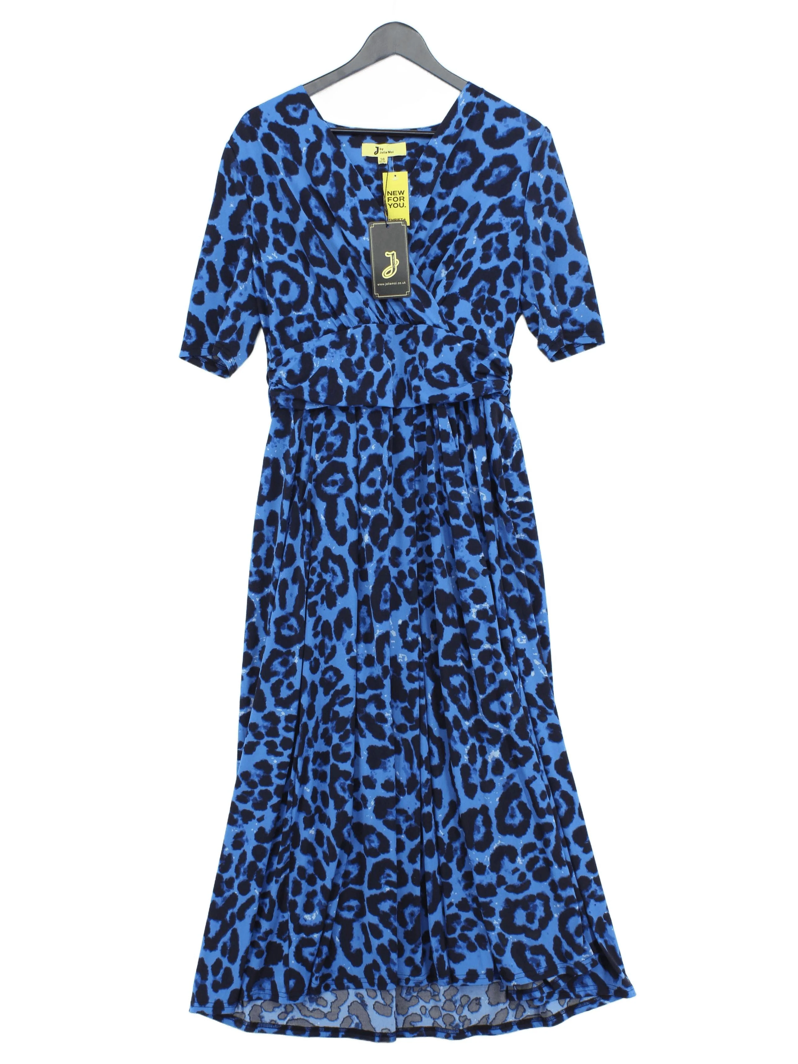 Jolie Moi Wrap Midi Dress UK16 in Blue