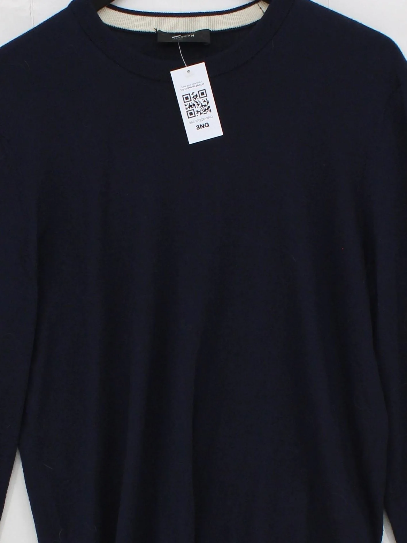 Joseph Men's Jumper M Blue Wool with Leather Round Neck Pullover - Image 3