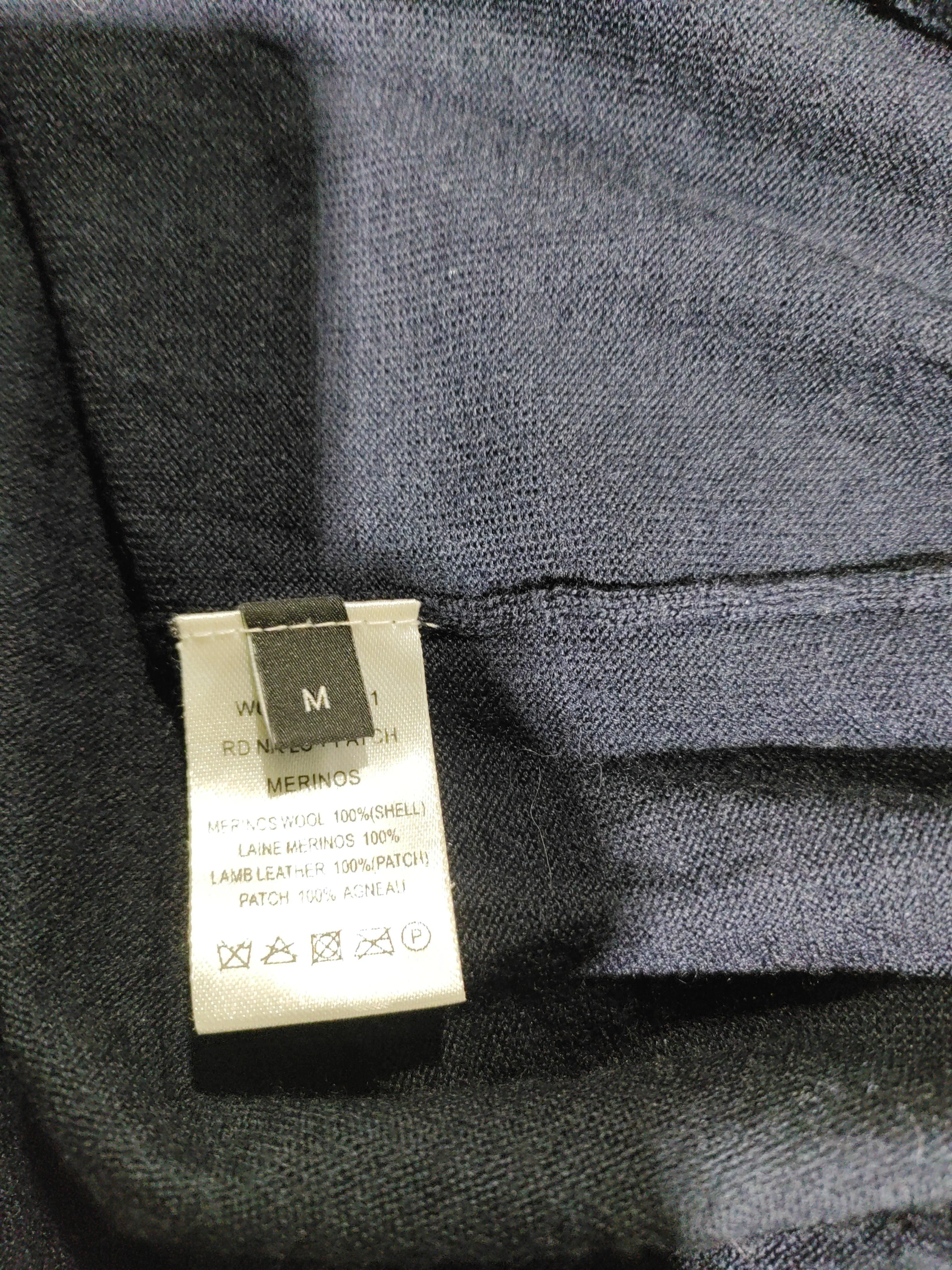 Joseph Men's Jumper M Blue Wool with Leather Round Neck Pullover - Image 6