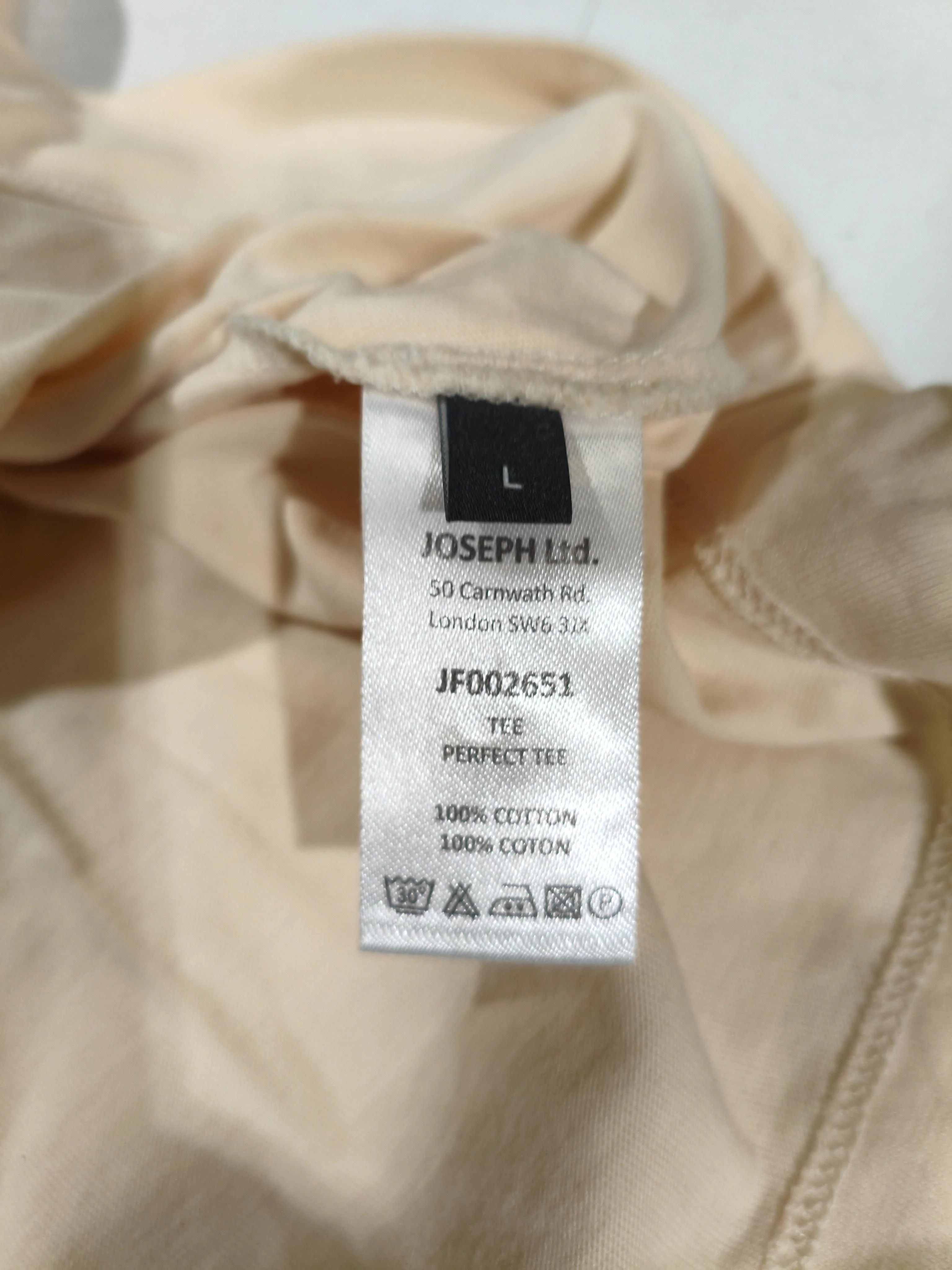 Joseph Men's T-Shirt L Cream 100% Cotton Basic - Image 6