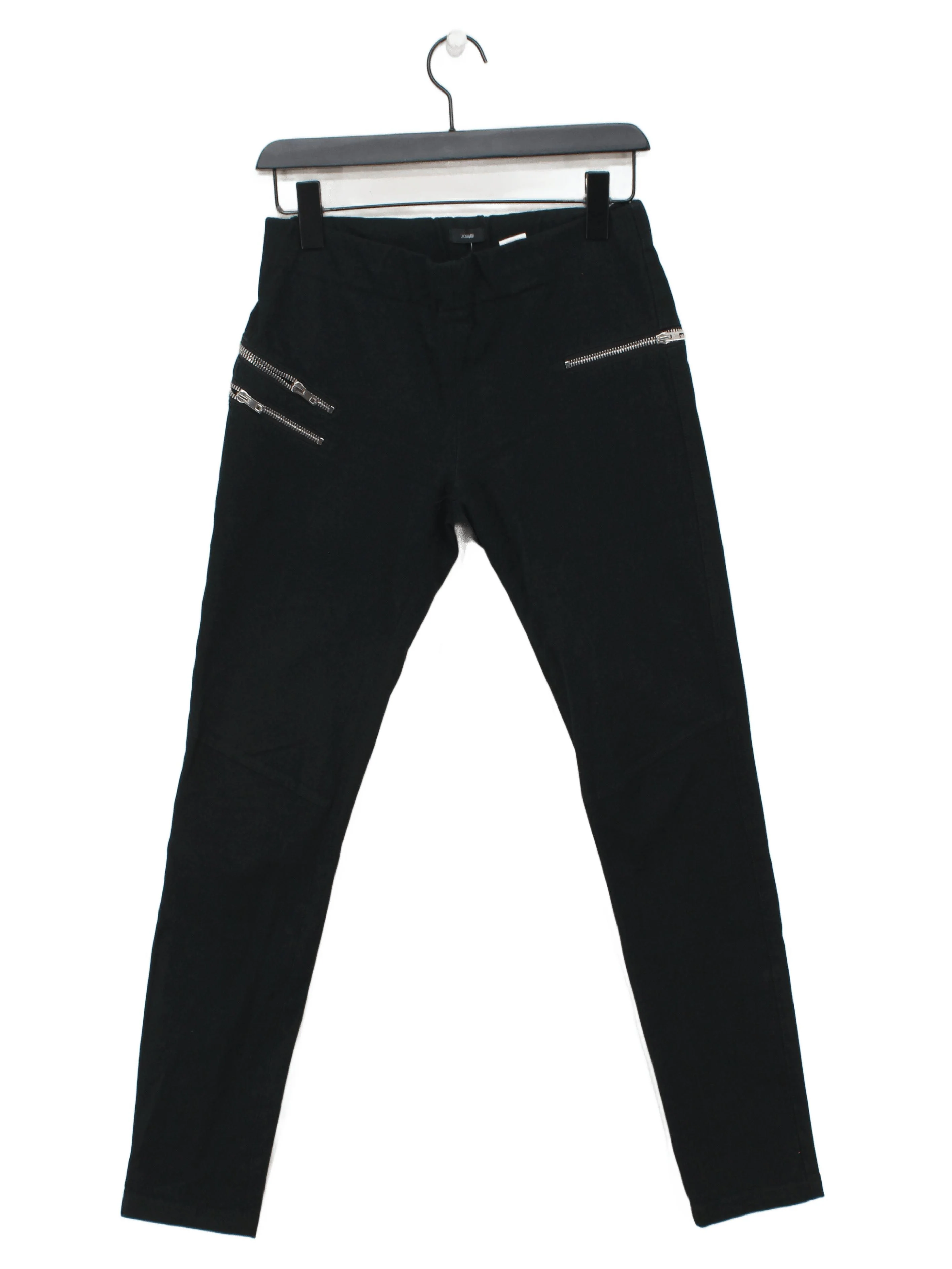 Joseph Men's Trousers W 28 in Black Viscose with Cotton, Elastane Tapered Chino