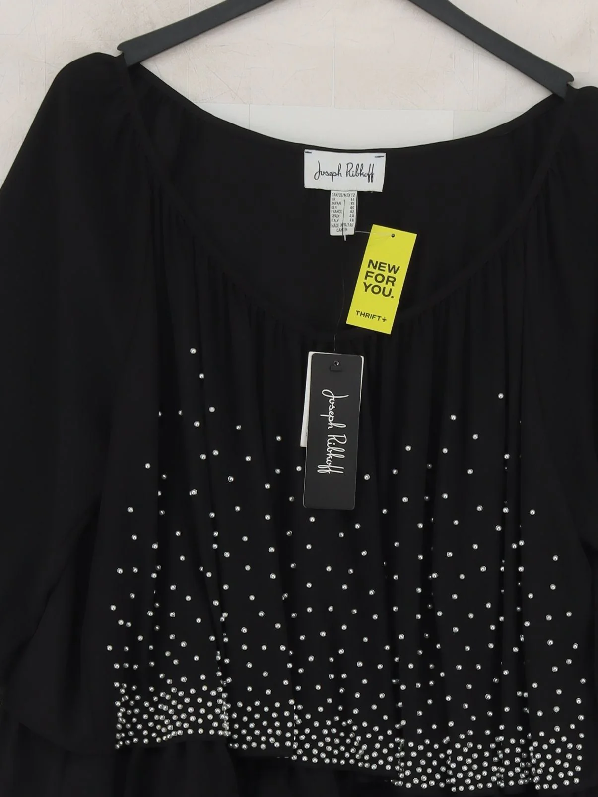 Joseph Ribkoff Women's Blouse L Black 100% Other 3/4 Sleeve Round Neck Basic - Image 3