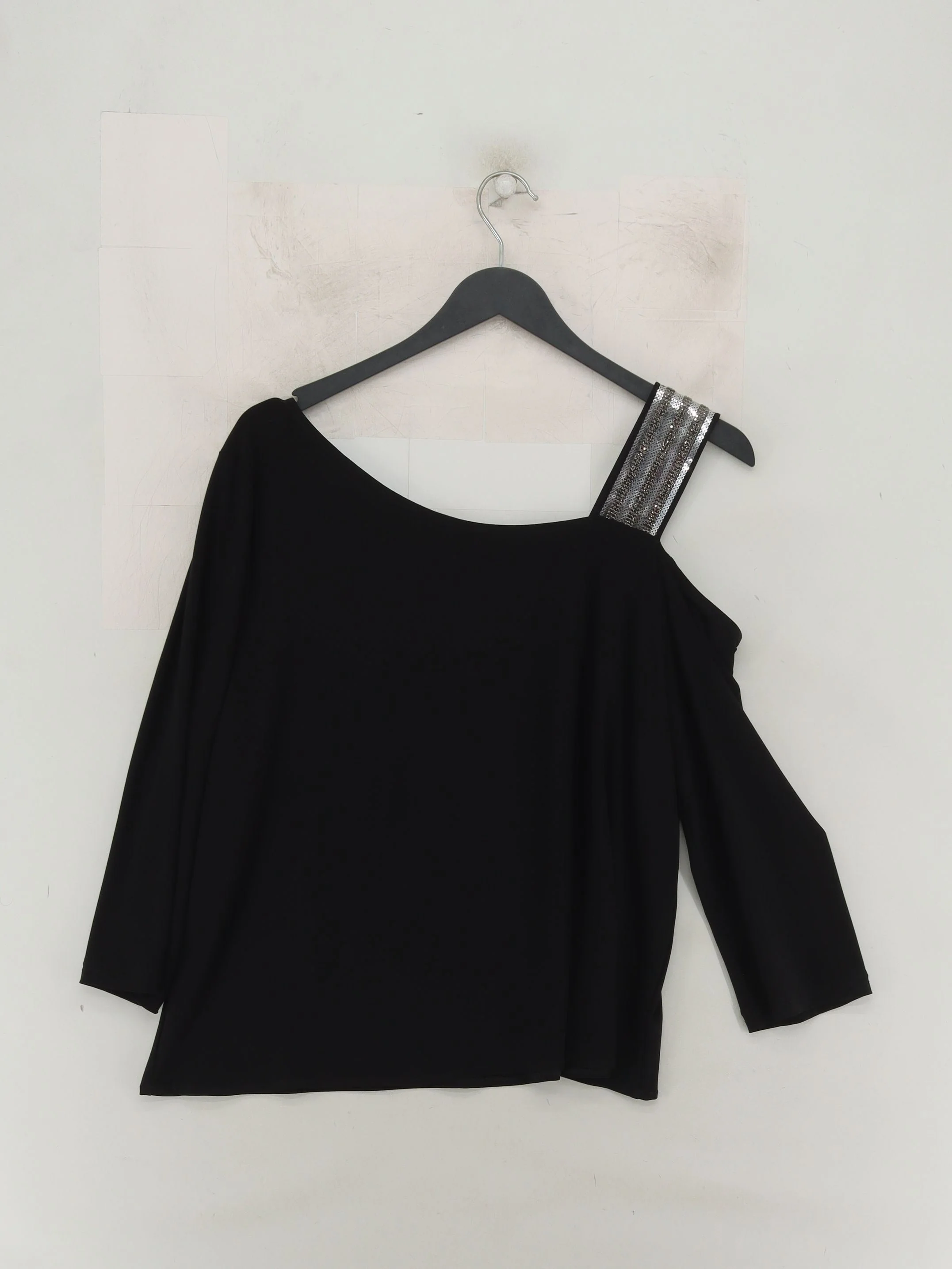 Joseph Ribkoff Women's Top L Black 100% Other 3/4 Sleeve V-Neck Basic - Image 2