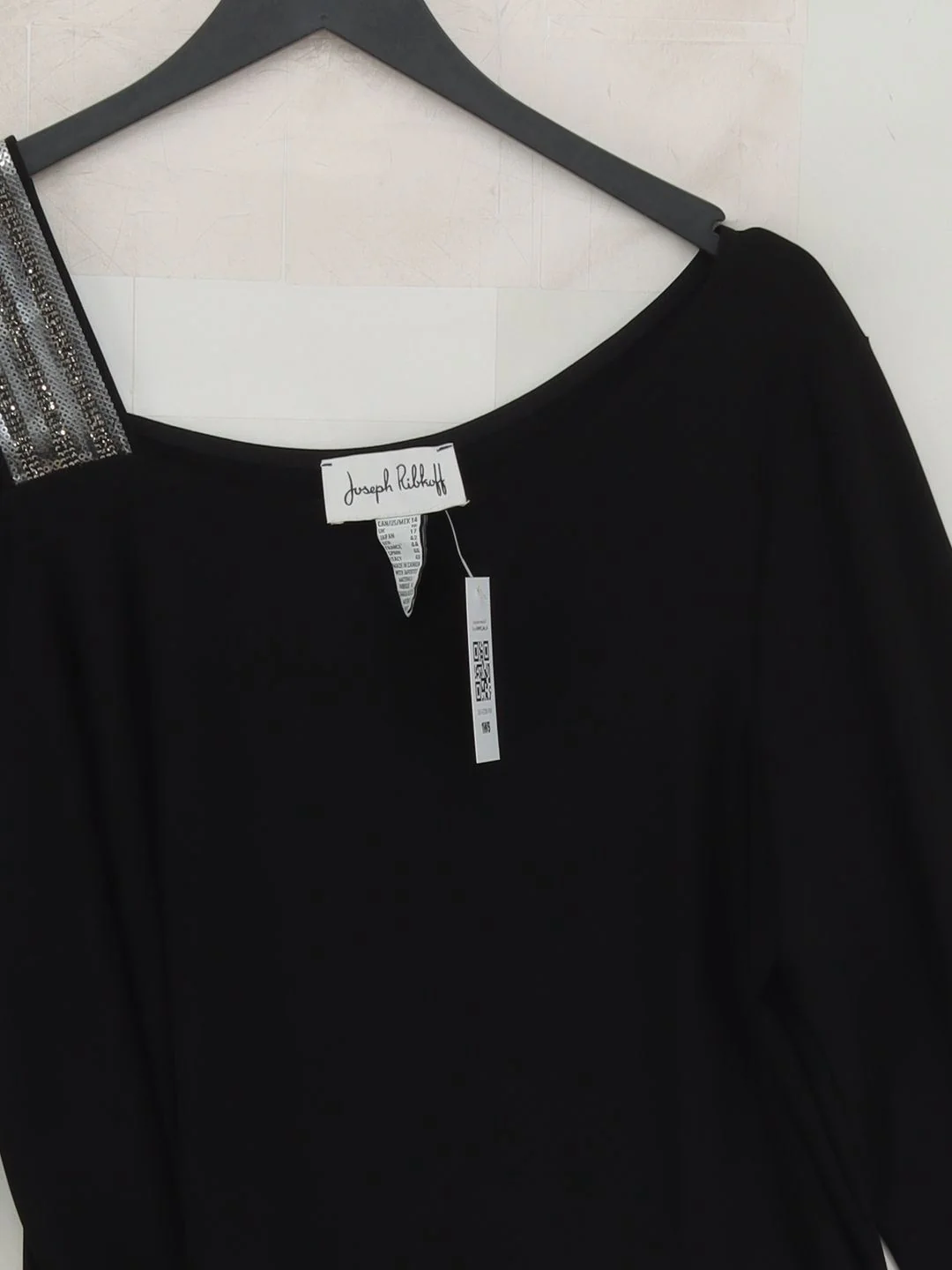 Joseph Ribkoff Women's Top L Black 100% Other 3/4 Sleeve V-Neck Basic - Image 3