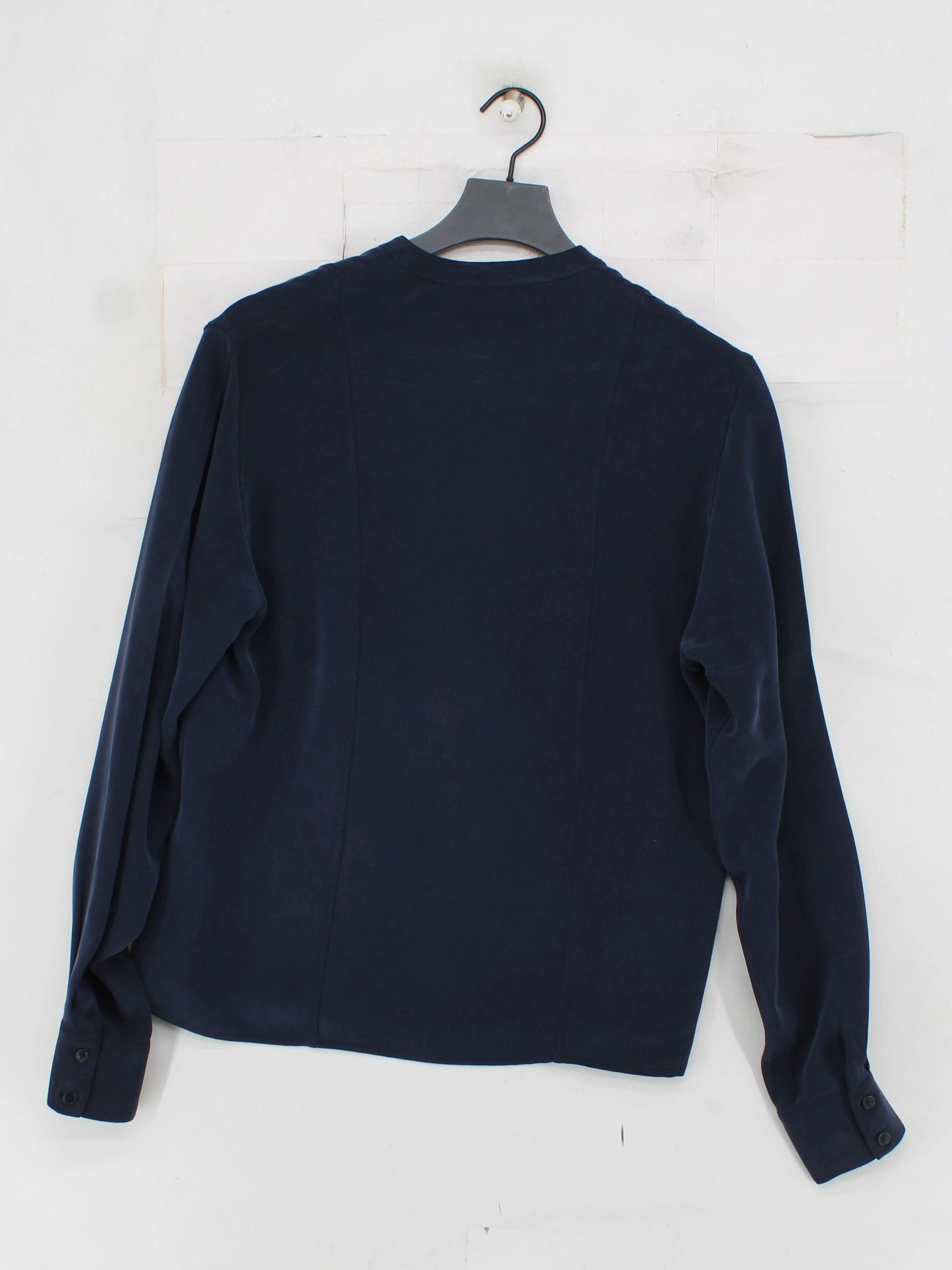 Joseph Women's Blouse UK 12 Blue 100% Silk Long Sleeve Collared Basic - Image 2