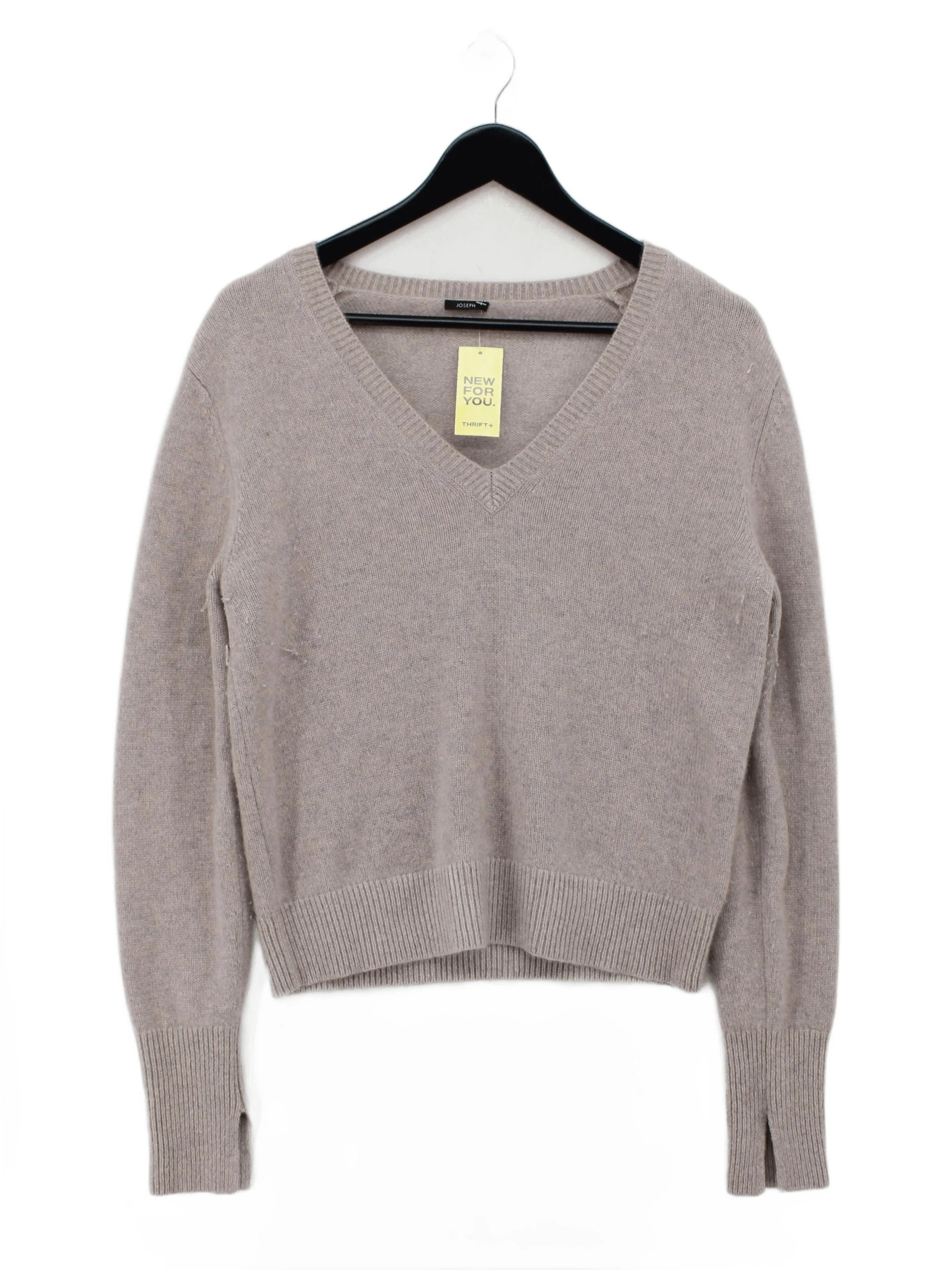 Joseph Women's Jumper L Tan 100% Cashmere V-Neck Pullover
