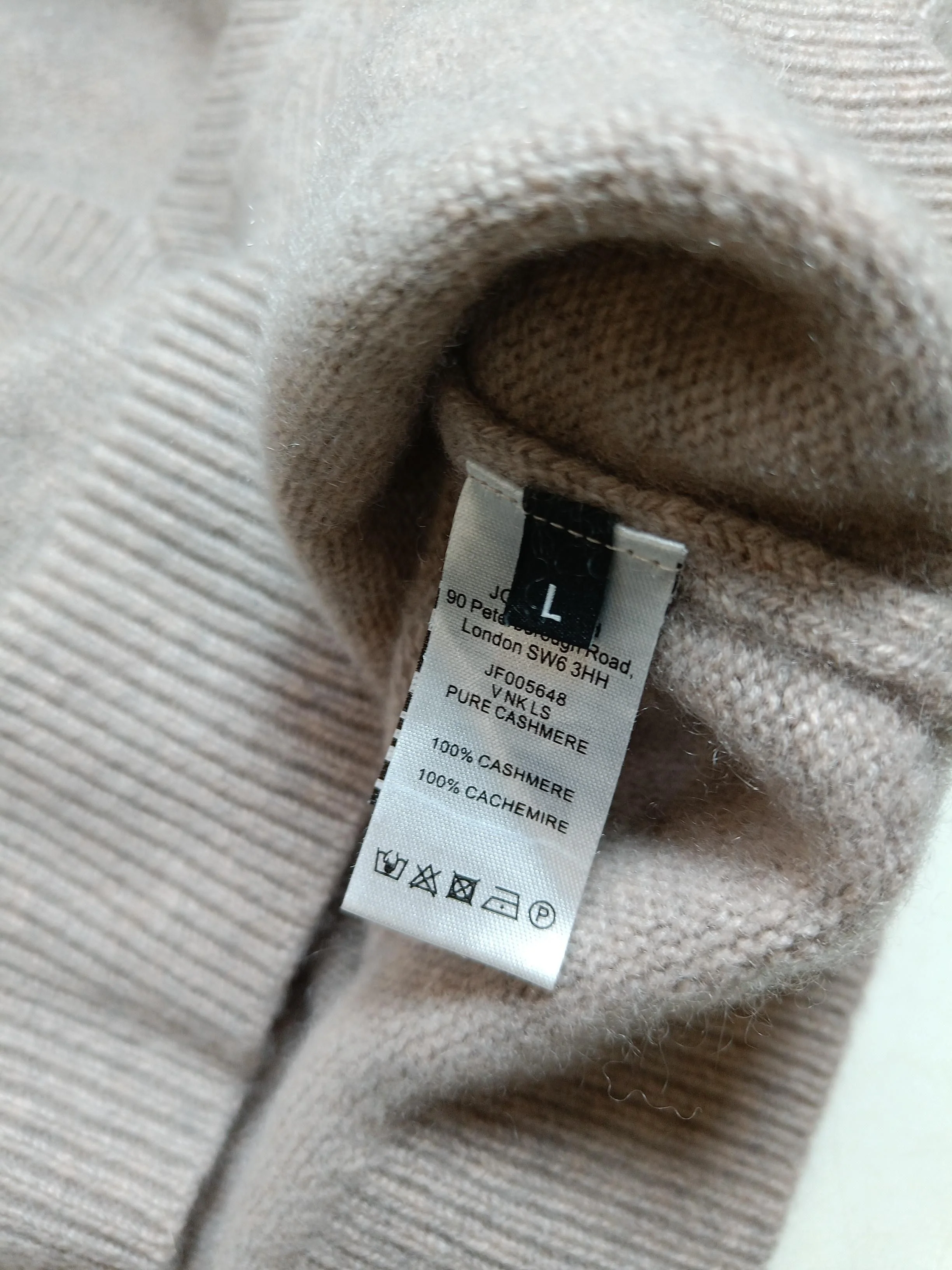 Joseph Women's Jumper L Tan 100% Cashmere V-Neck Pullover - Image 7