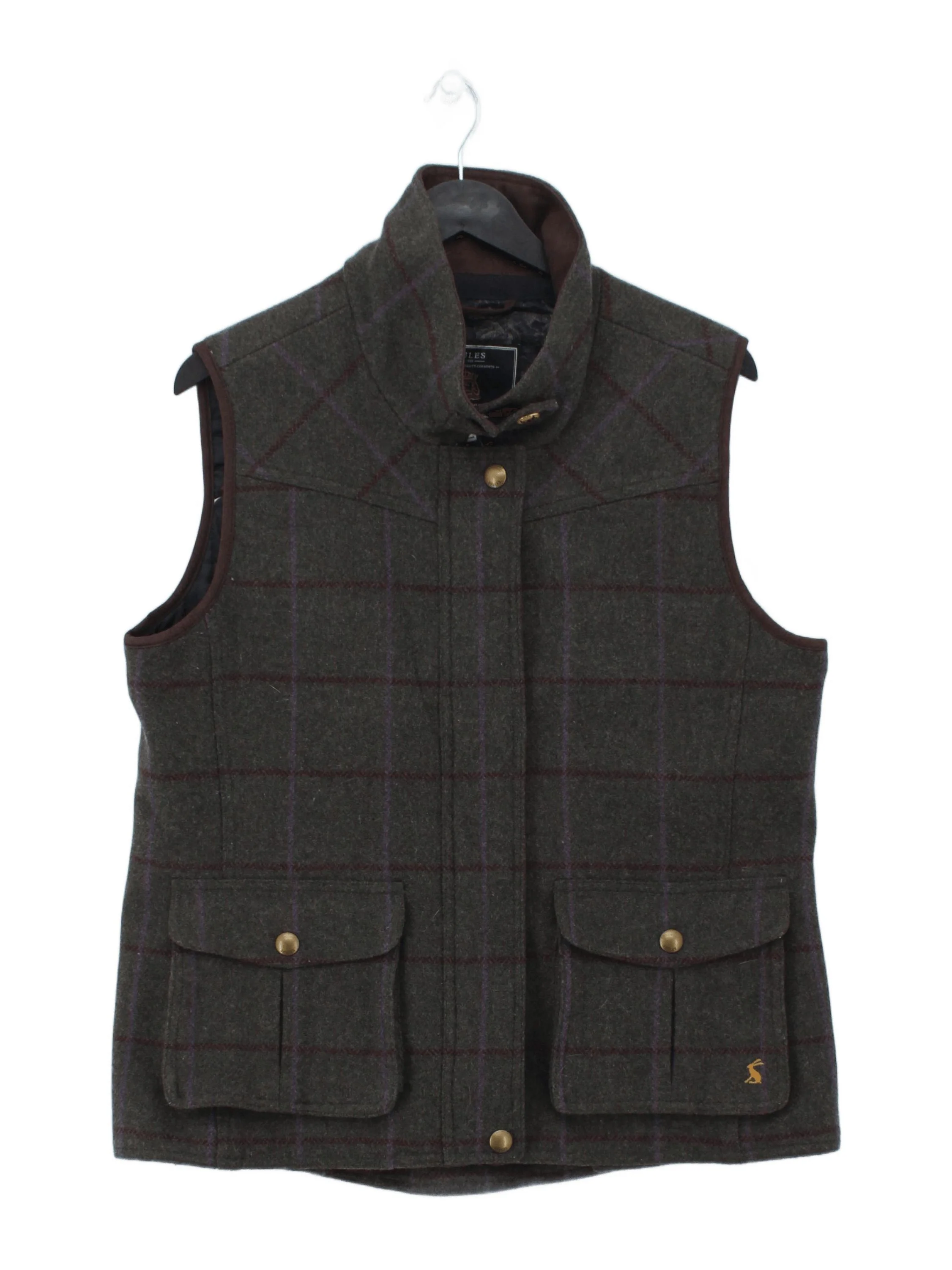 Joules Men's Coat L Multi Checkered Wool with Polyester, Viscose Overcoat