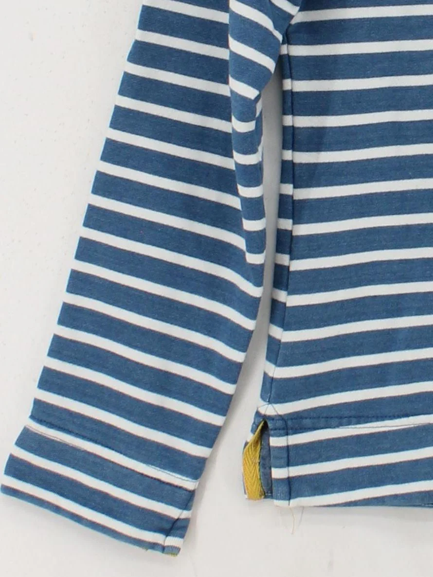 Joules Men's Jumper S Blue Striped 100% Cotton Mock Neck Pullover - Image 4