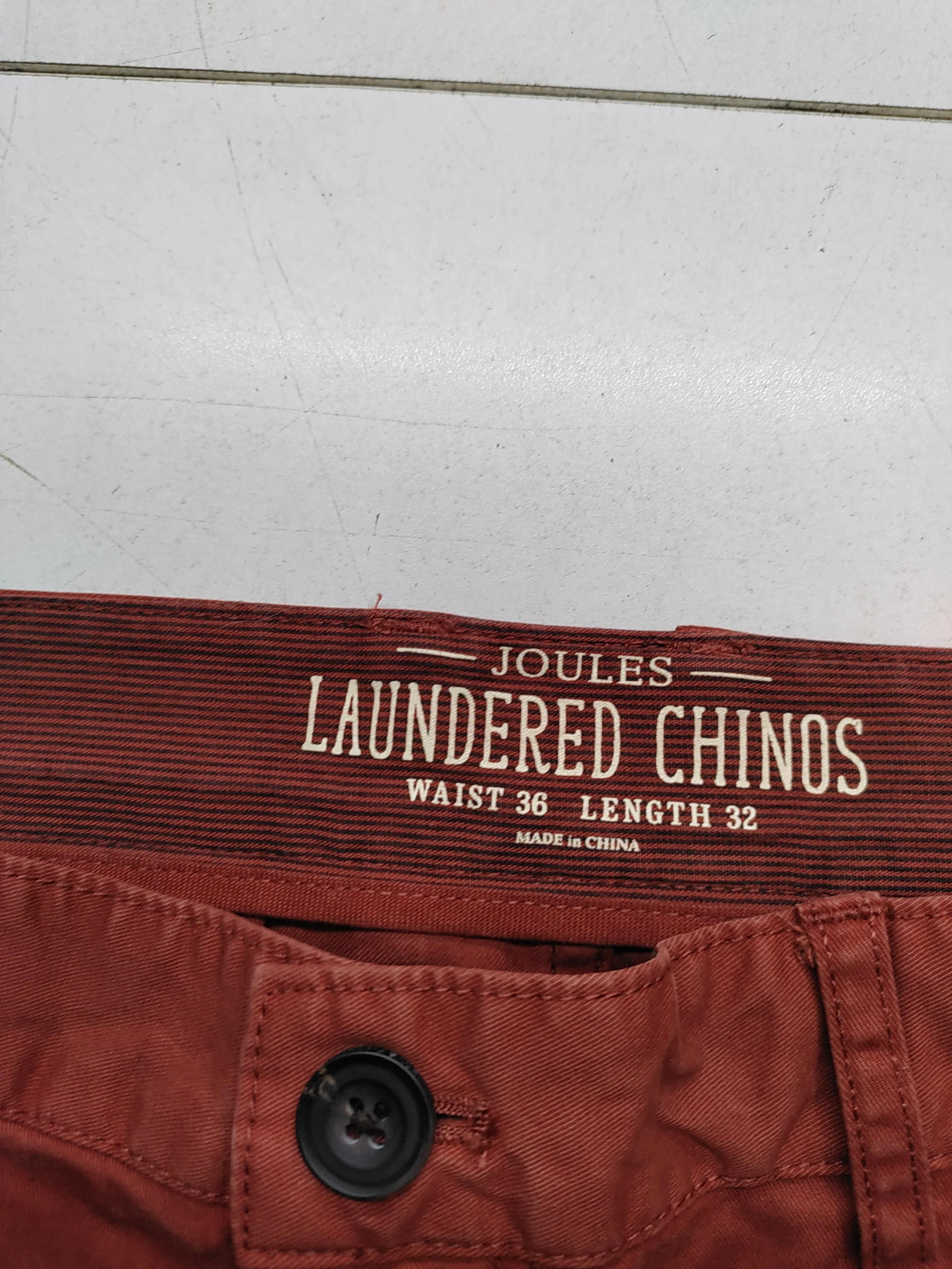 Joules Men's Trousers W 36 in; L 32 in Red Cotton with Elastane Straight Chino - Image 5