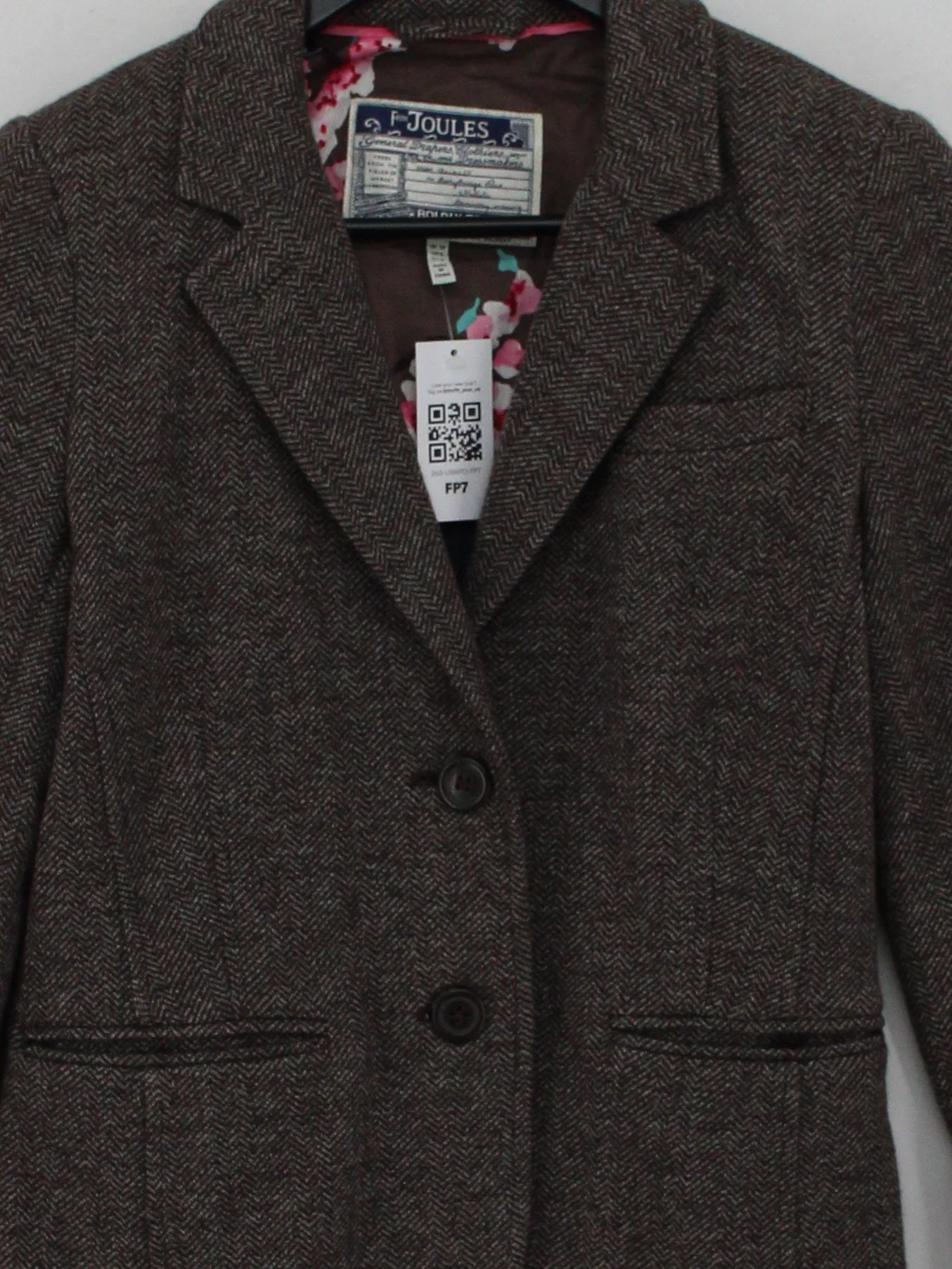 Joules Women's Blazer S Brown Cotton with Polyamide Overcoat - Image 3
