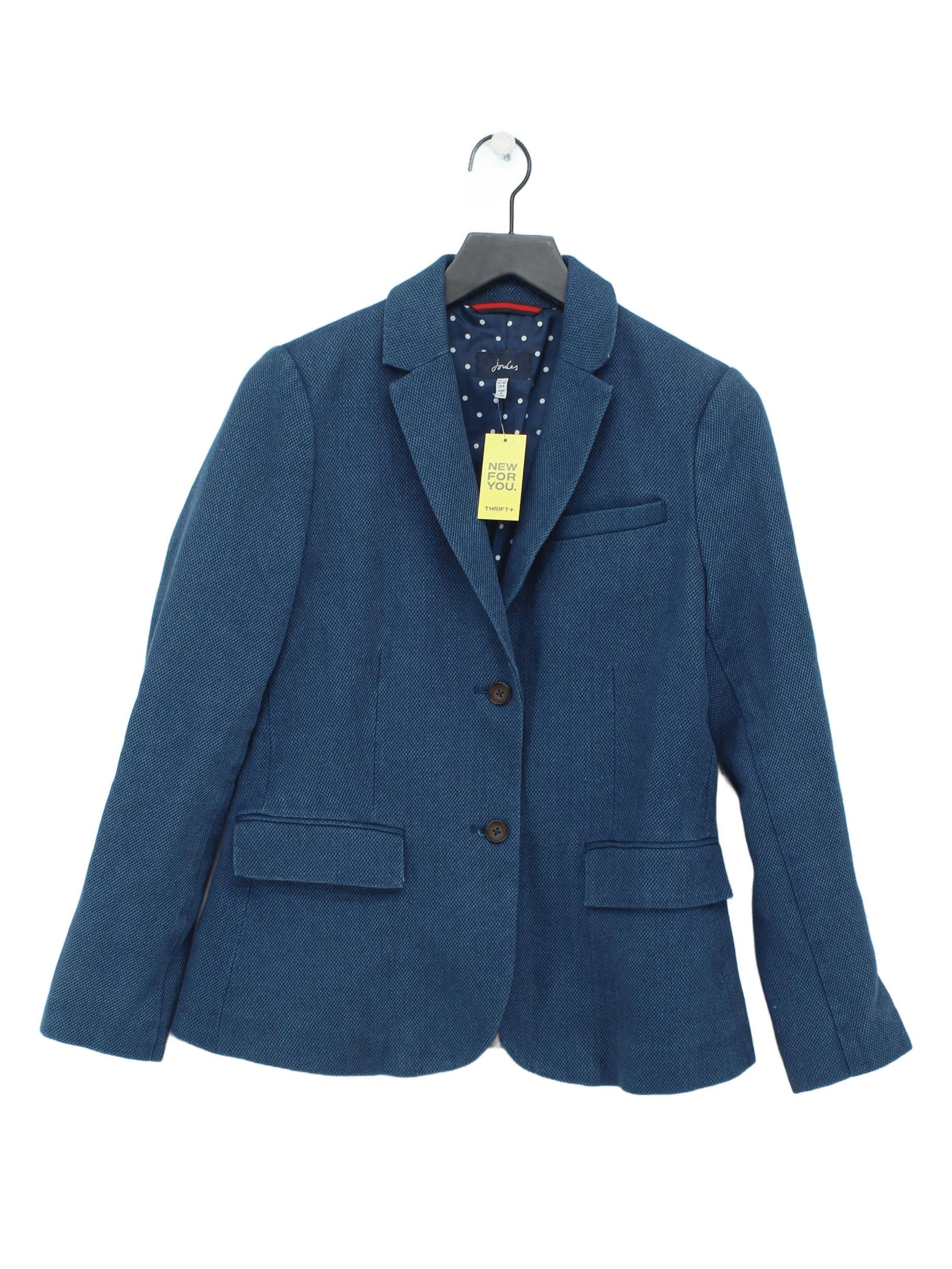 Joules Women's Blazer UK 12 Blue Cotton with Polyester Overcoat