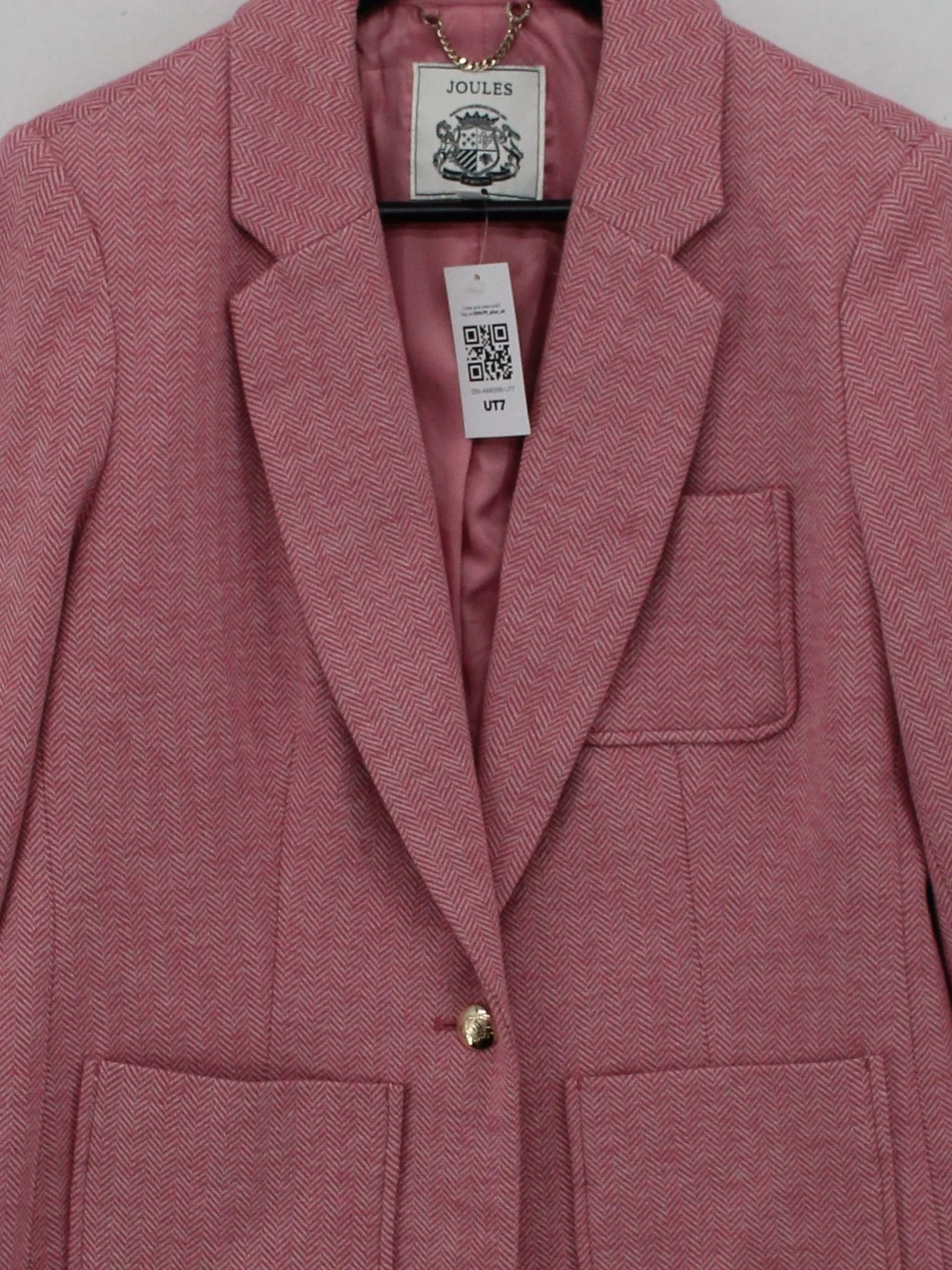 Joules Women's Blazer UK 12 Pink Cotton with Nylon, Polyester Overcoat - Image 3